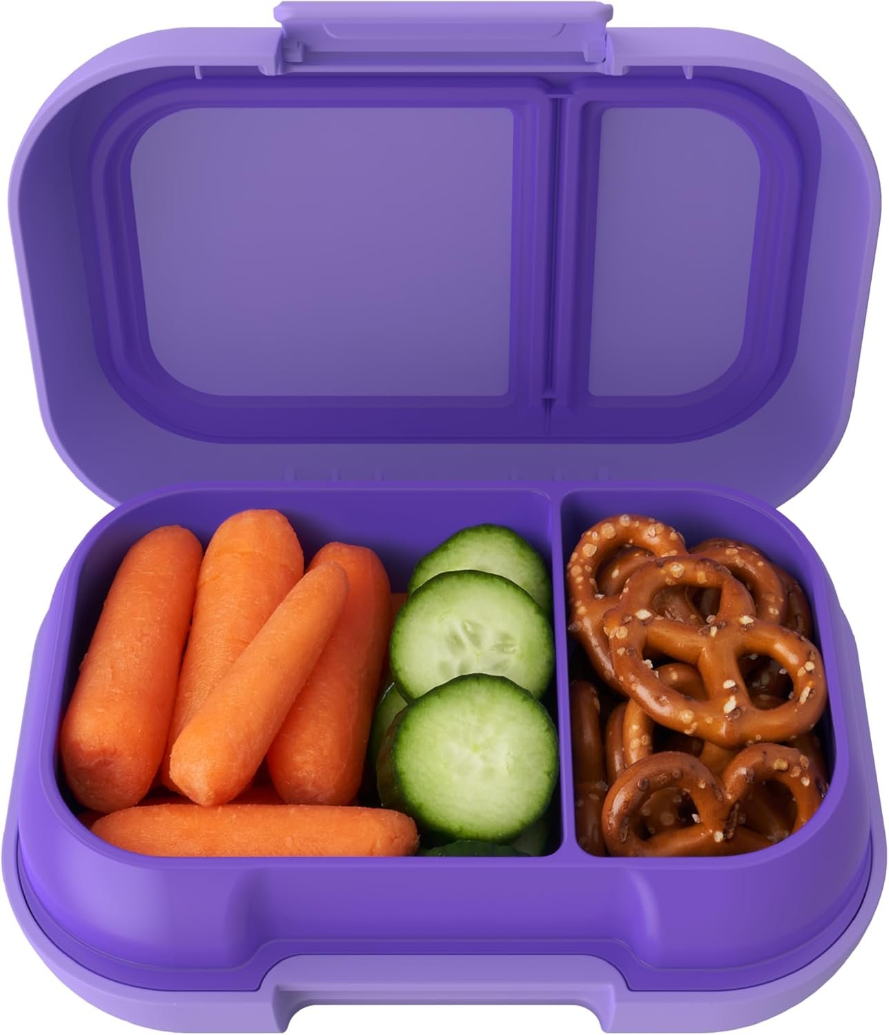 Bentgo Kids Snack – 2 Compartment Leak-Proof Bento Box Container for Snacks and Small Meals, Easy-Open Latch, Dishwasher Safe, BPA-Free for School, Daycare, & Sports – Ideal for Ages 3+ (Purple)