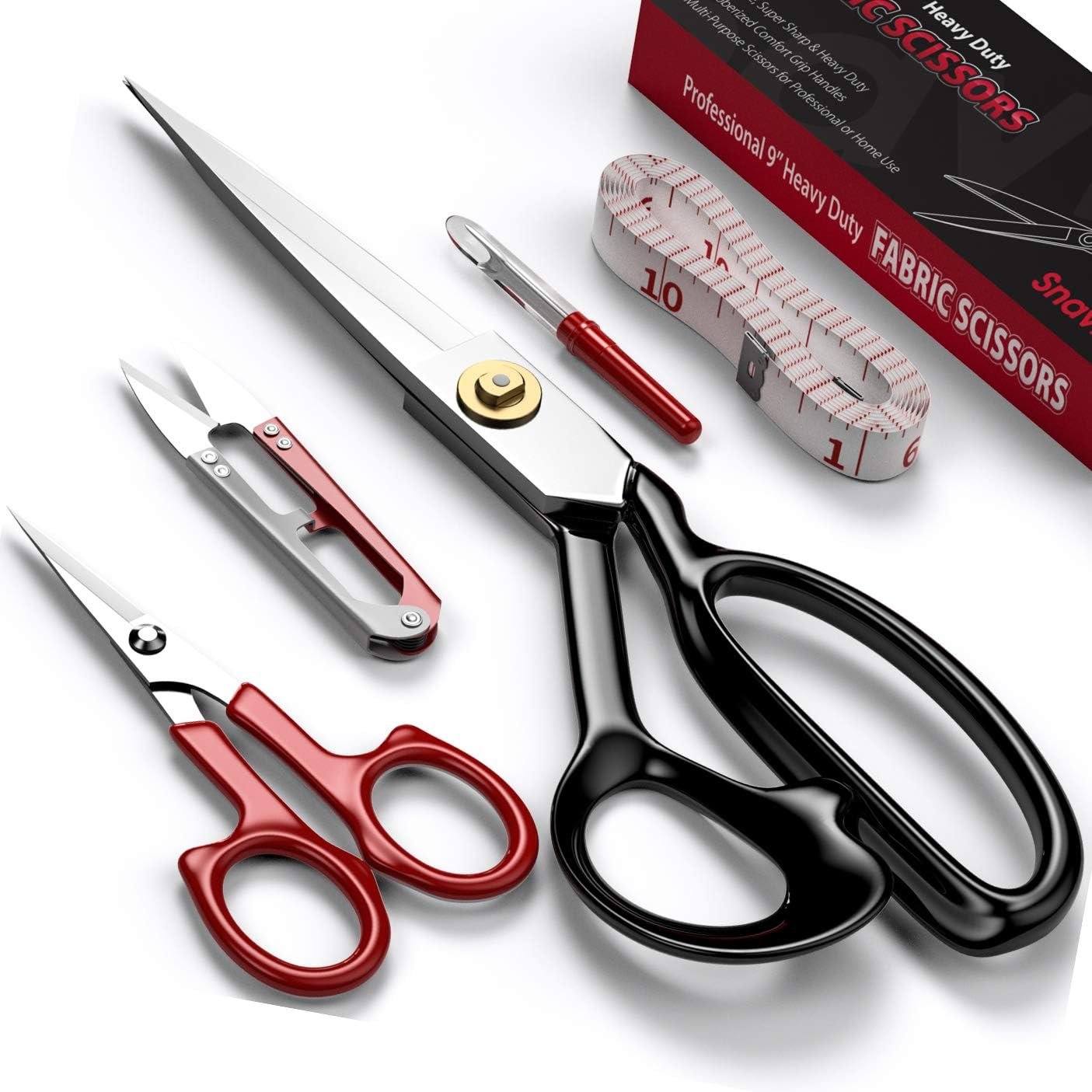Fabric Scissors Tailor Sewing Shears – 9 Inch Heady Duty Scissors for Fabric Cutting Professional Ultra Sharp Cloth Tailor Scissors Multipurpose Utility Dressmaker Leather Titanium Scissors (9Inch)
