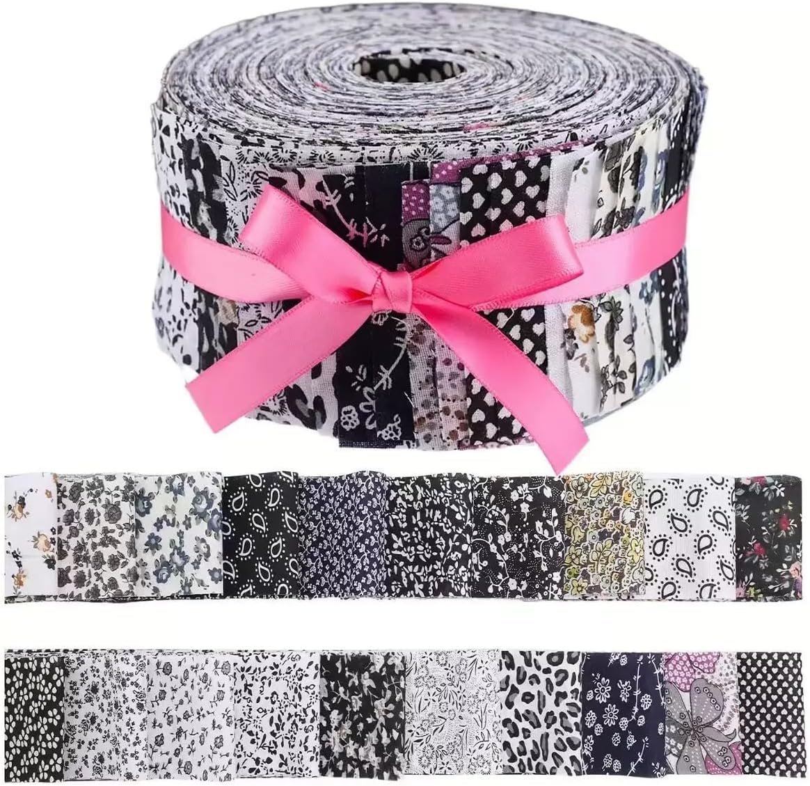 Premium Cotton Jelly Roll Fabric Precut Strips – 40 Strips 2.5″ x 39.4″ for Quilting, Sewing & Crafting – Assorted Prints Fabric Bundles for DIY Projects, Home Decor (Garden Flowers)