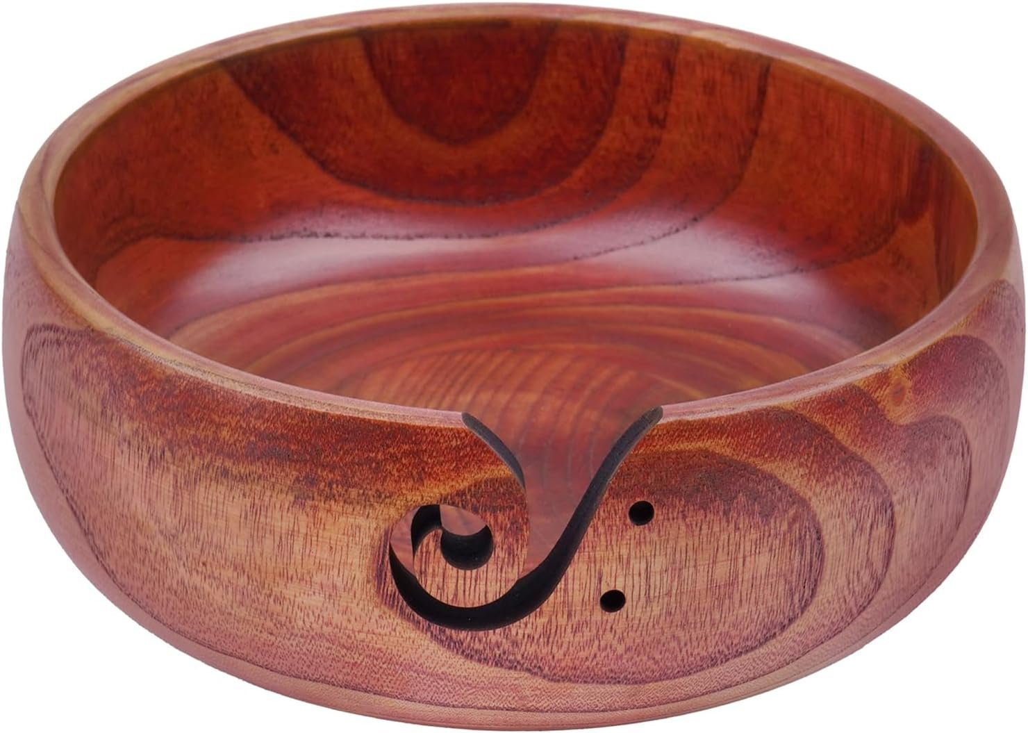 Weabetfu Large Wooden Yarn Bowl for Knitting and Crocheting with Holes, Handmade Rosewood Yarn Storage Organizer 8 x 3 inch for Mother’s Day and Christmas,Crochet Bowl
