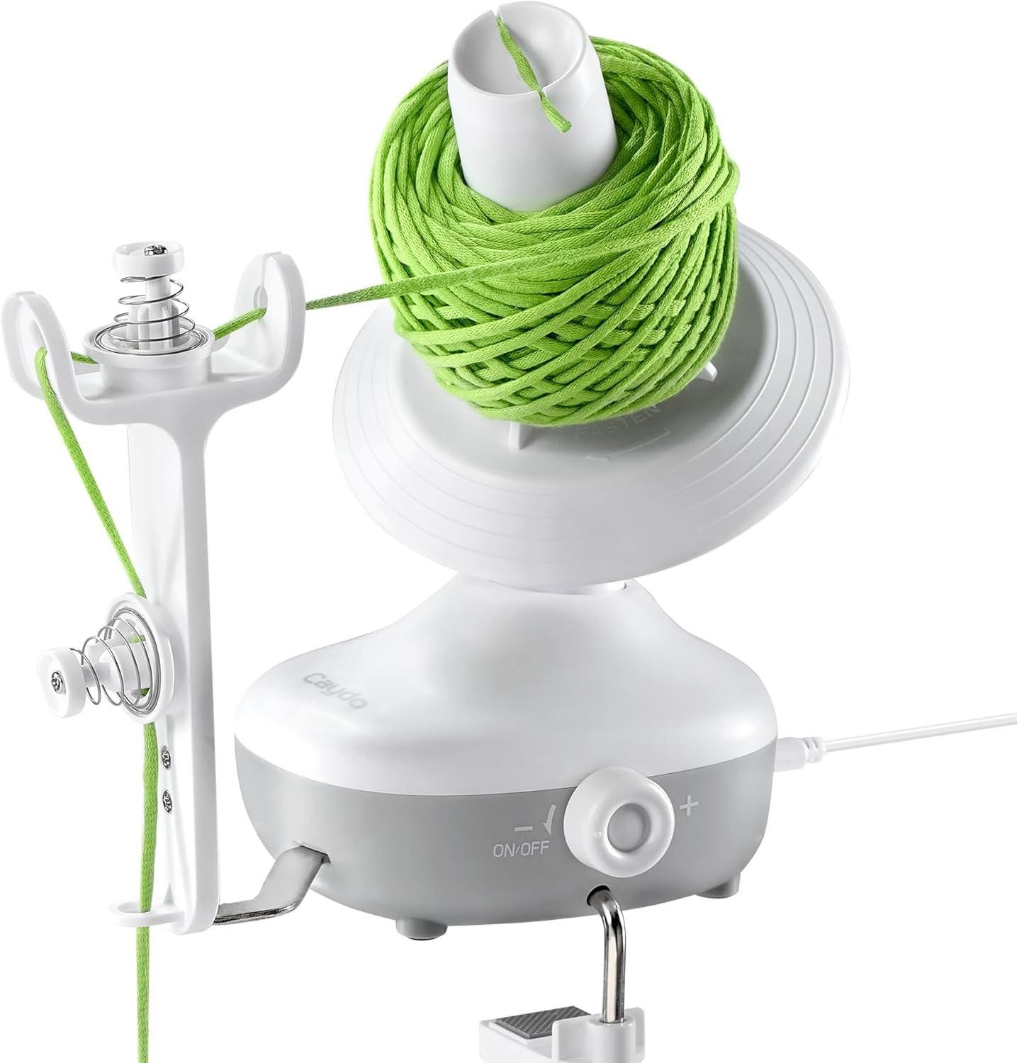 Caydo Electric Yarn Winder, Automatic Yarn Cake Winder with Dual Tension Spring Stepless Speed, Compact 7oz Portable Yarn Winder for Crocheting, Ideal Gift for Crochet & Knitting Lovers(White)