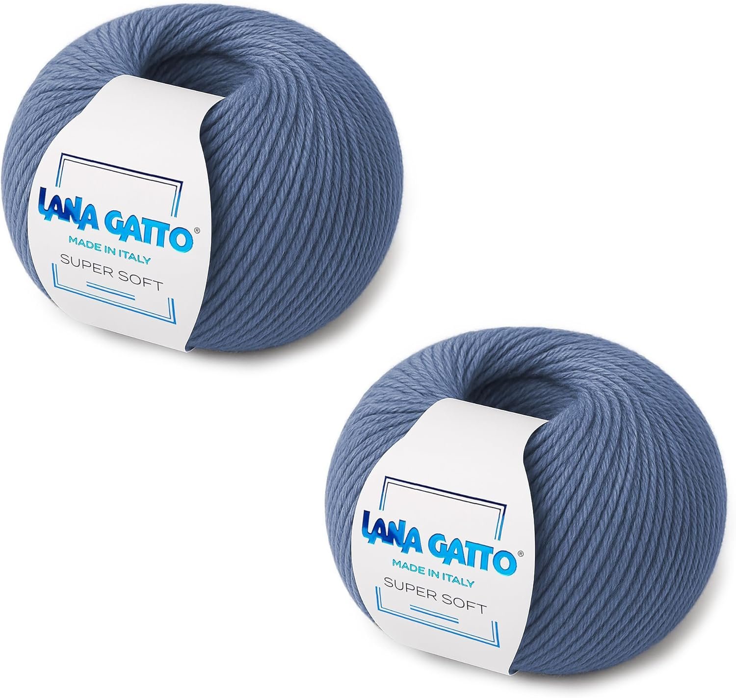 100% Merino Wool Yarn – Extrafine Super Soft Yarn for Knitting, Made in Italy by Lana Gatto, Super Soft Line, Light Blue-13158, 2-Pack (1.8 oz. / 137 yds Each)