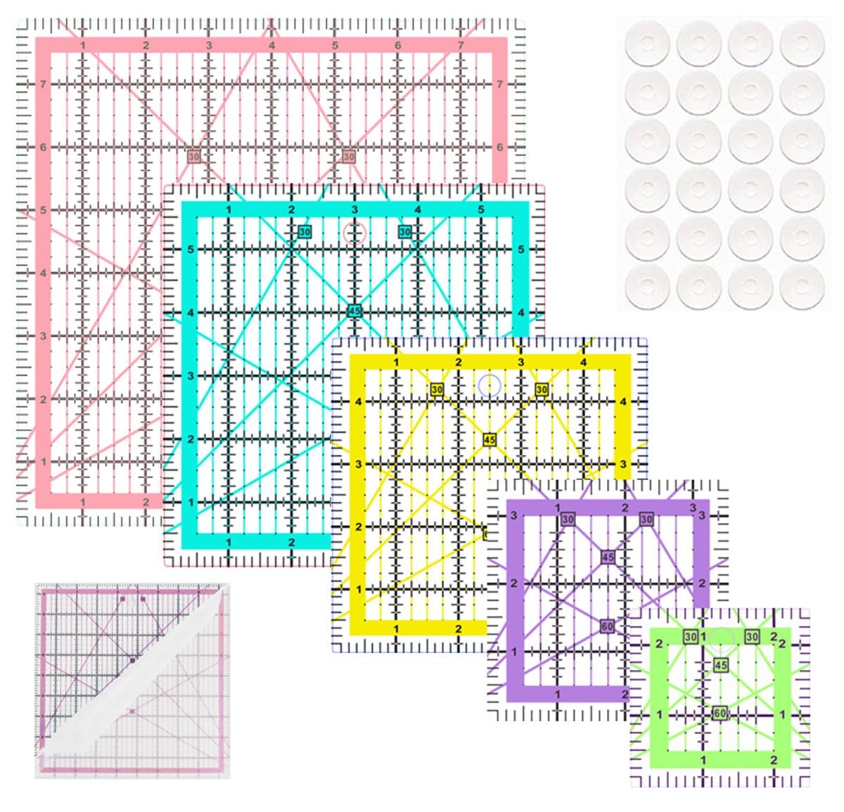 Quilting Rulers,5 Quilting Square Rulers(2.5″,3.5″, 5″, 6″, 8″),Quilting Rulers and Templates
