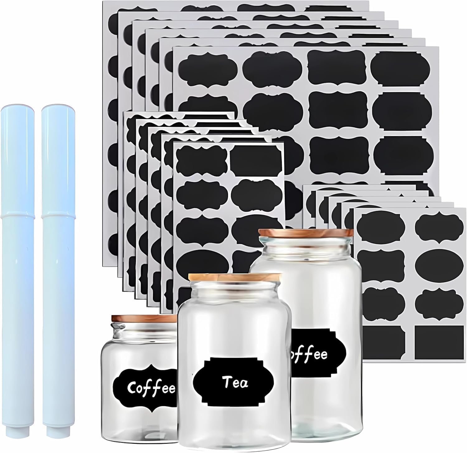 244 Pcs Erasable Chalkboard Labels Bulk Includes 2 Chalk Marker，Reusable, Removable,Parties Decoration, Craft Rooms, Weddings, Storage, Marker for Mason Jars, Organize Your Home & Kitchen