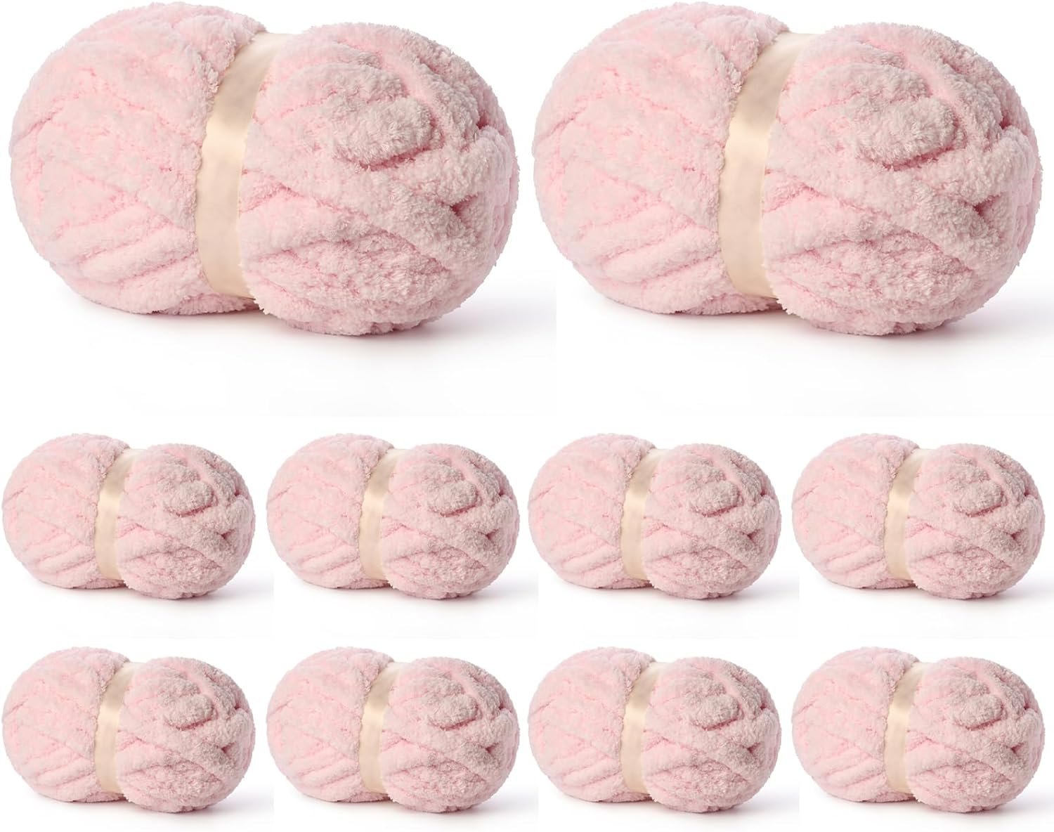10 Pack of Pink Soft Jumbo Chunky Yarn for Hand Knitting,Thick Blanket Yarn for Crocheting, #10 Super Bulky Yarns, 220yds/70.5oz Fluffy Chunky Chenille Yarns for Crocheting.