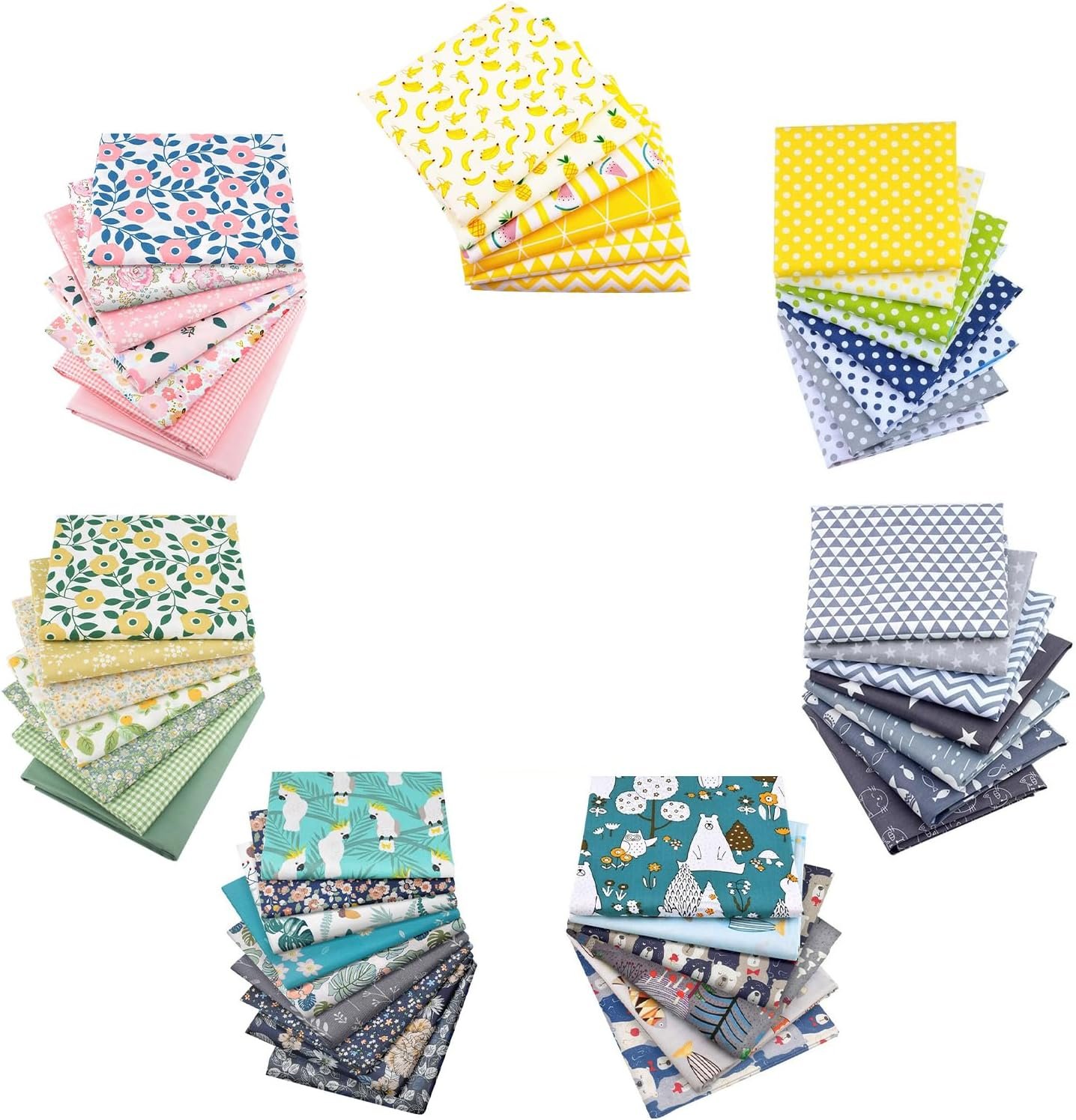 Aubliss 50pcs 100% Cotton Fabric Bundle 10″ x 10″ PreCut Fat Squares Sheets Printed Floral Sewing Supplies for Patchwork Sewing DIY Crafting Quilting Fabric(50PCS 10″ x 10″, Floral)