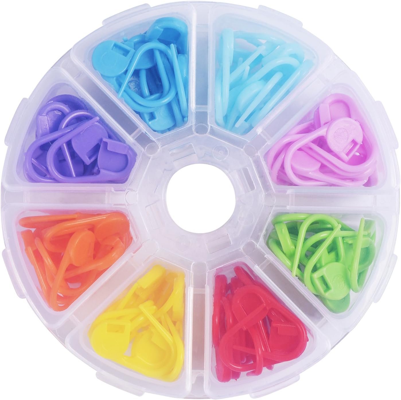 Outus 104-Piece Locking Stitch Markers – Multi-Colored Crochet Stitch Needle Clip with Compartment Box