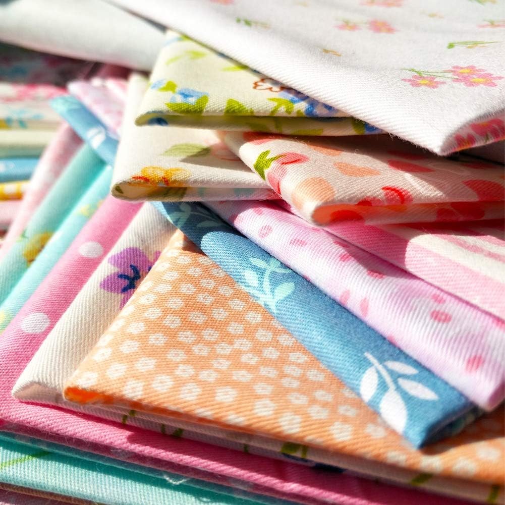 flic-flac 50pcs 8 x 8 inches (20cmx20cm) Cotton Fabric Squares Quilting Sewing Floral Precut Fabric Square Sheets for Craft Patchwork (50pcs 20cm*20cm)