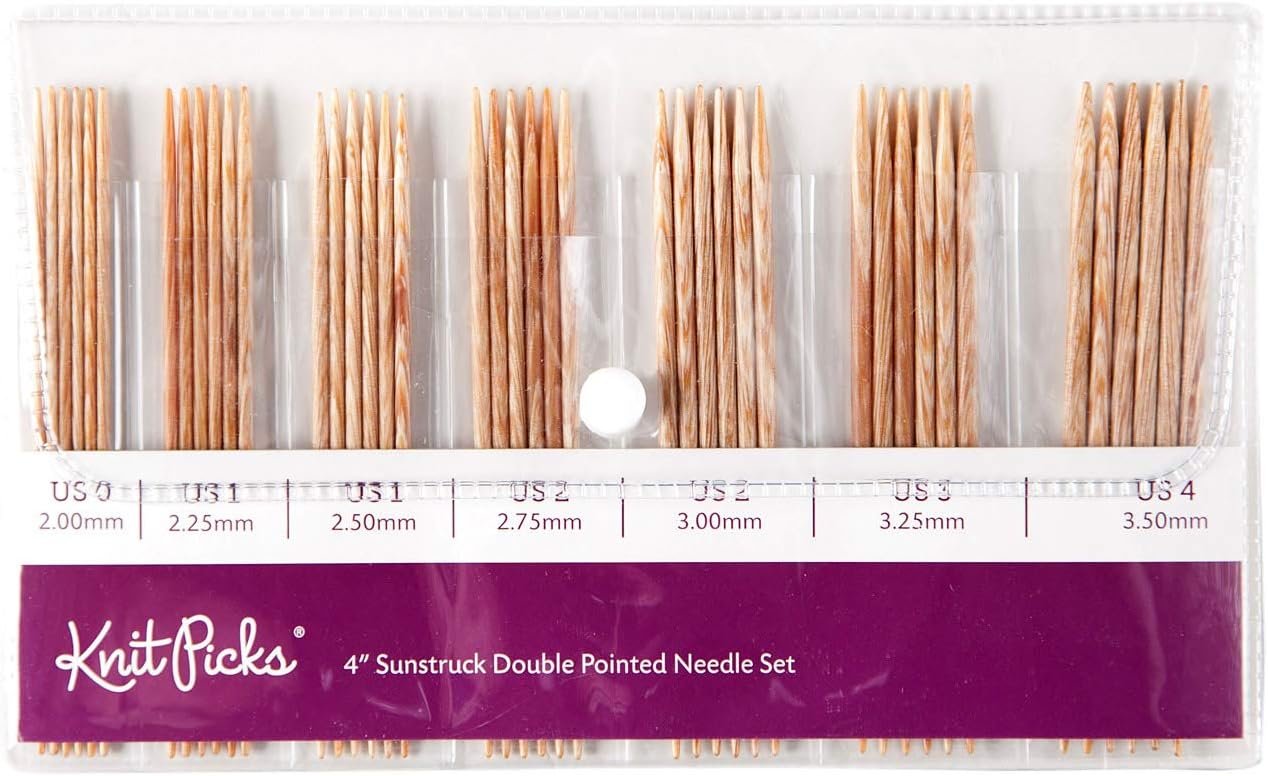 Knit Picks Double Pointed Wood Knitting Needle Set (Sunstruck 4″)