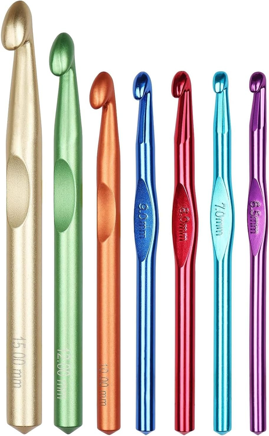 Aeelike Large Aluminum Crochet Hooks Huge Metal Crochet Hook Set – Crochet Needles for Thick Bulky Yarn Blankets – Beginners Big Crochet Set Size 6.5mm 7mm 8mm 9mm 10mm 12mm 15mm