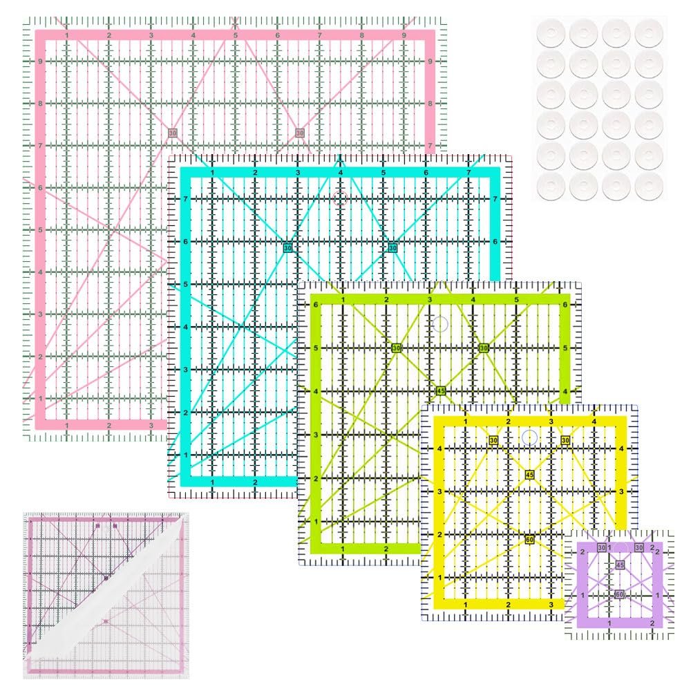 Quilting Rulers,5 Square Quilting Ruler(2.5″,5″, 6.5″, 8″,10″),Quilting Templates Acrylic Rulers