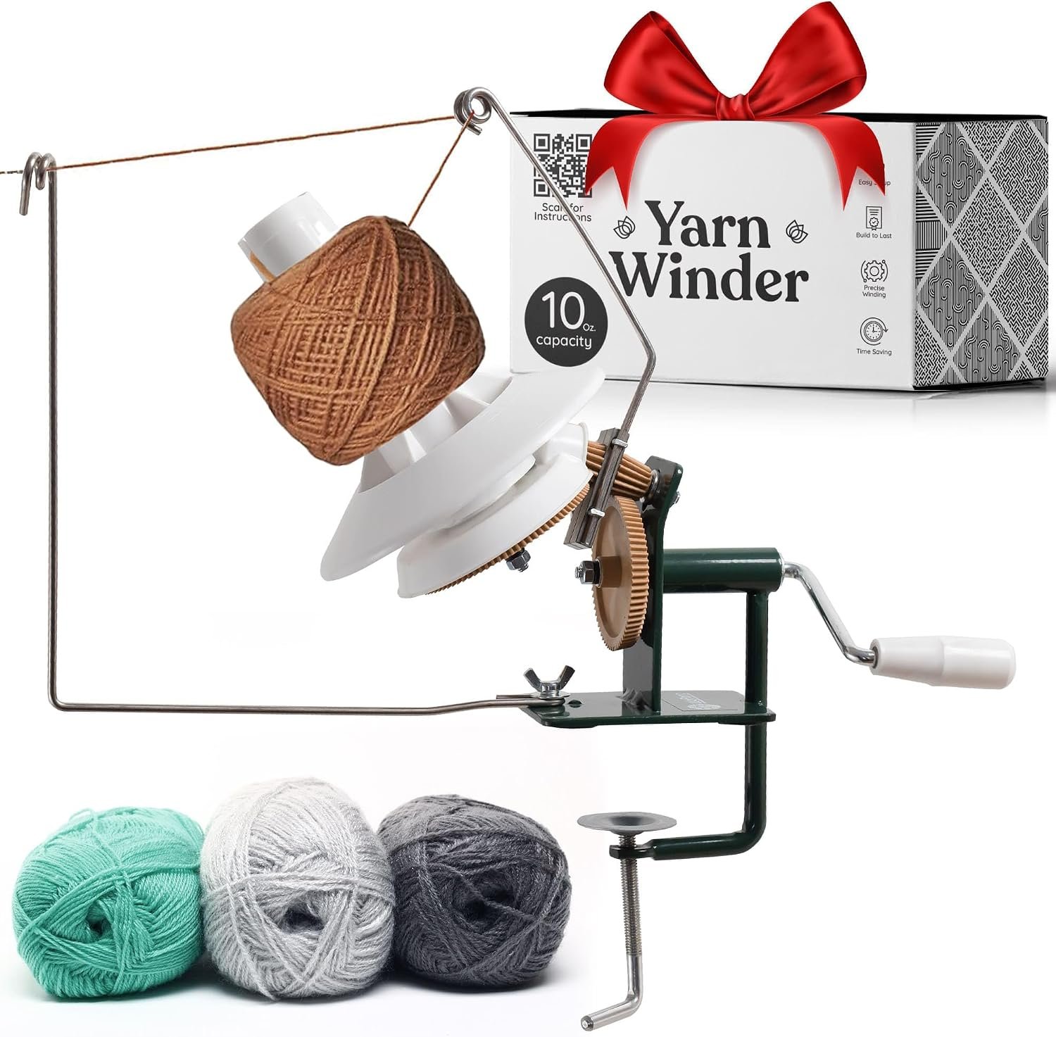 Large Capacity Yarn Ball Winder & Spinner. Hand-Operated Winder for Crocheting & Knitting, Supports 10 oz Yarn Capacity, Ideal for Crafters.
