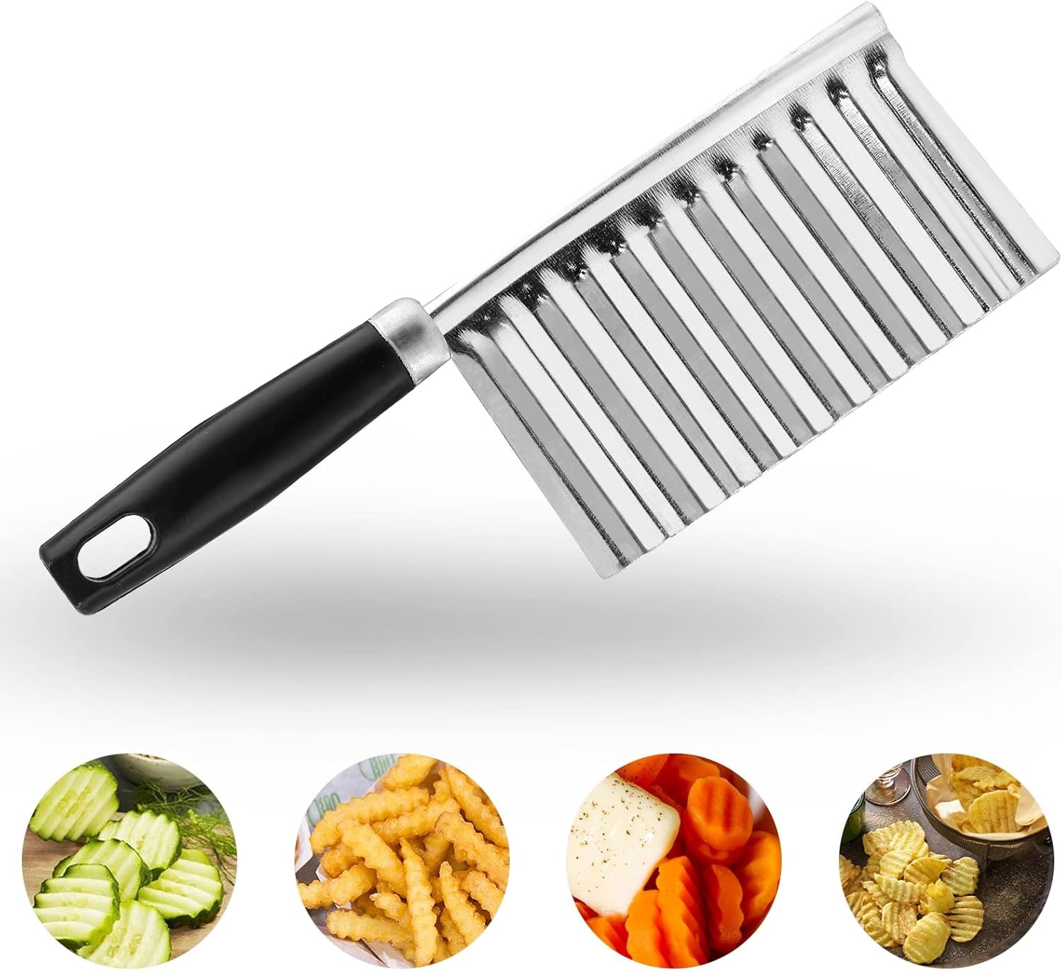 Litoexpe Crinkle Cutter/Wavy Knife for Any Vegetable, Wavy Chopper Great Crinkle Knife for Veggies, Stainless Steel Blade