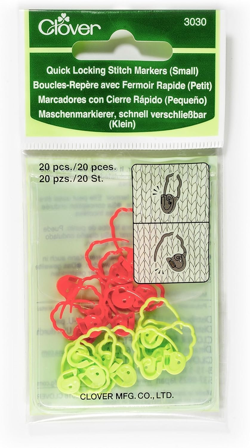 Clover 3030CV Quick Locking Stitch Markers – Small Needleart, 5″ Height x 2.5″ Length x 0.4″ Width