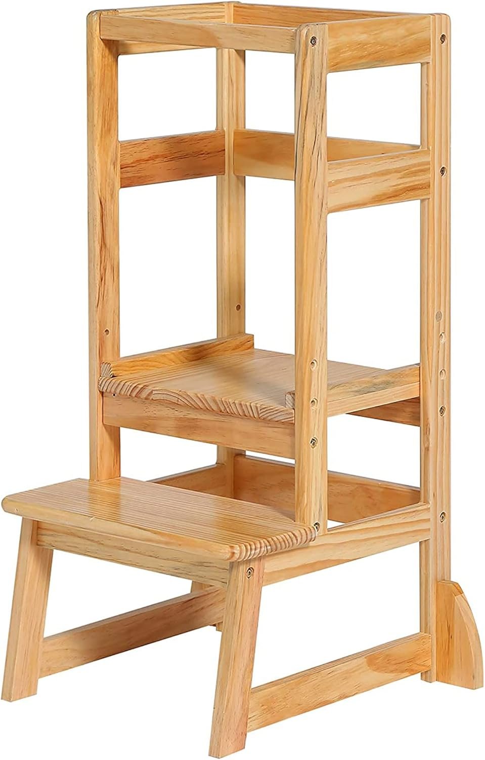 SDADI Mother’s Helper Adjustable Height Step Stool Safety Counter Level Learning Toddler Tower for Kitchen and Bathroom, Natural