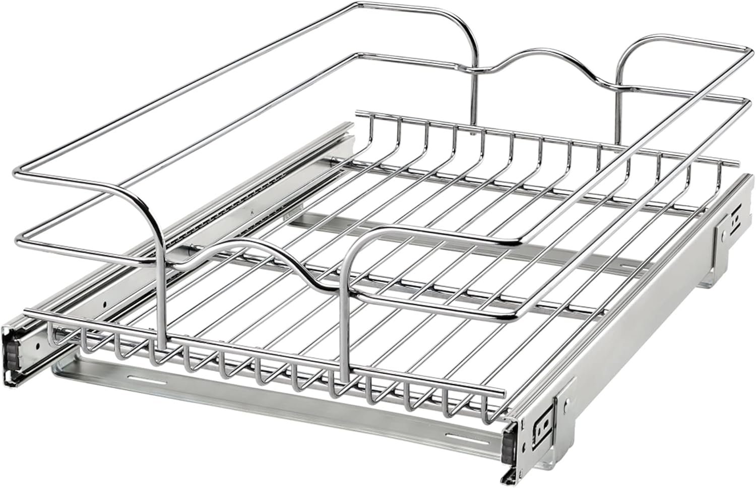 Rev-A-Shelf Steel Wire Pullout Drawer Organizer Shelf for Kitchen Cabinets, Slide Out Storage Basket, Min Opening Width of 14.5″, 15″ x 22″, 5WB1-1522CR-1