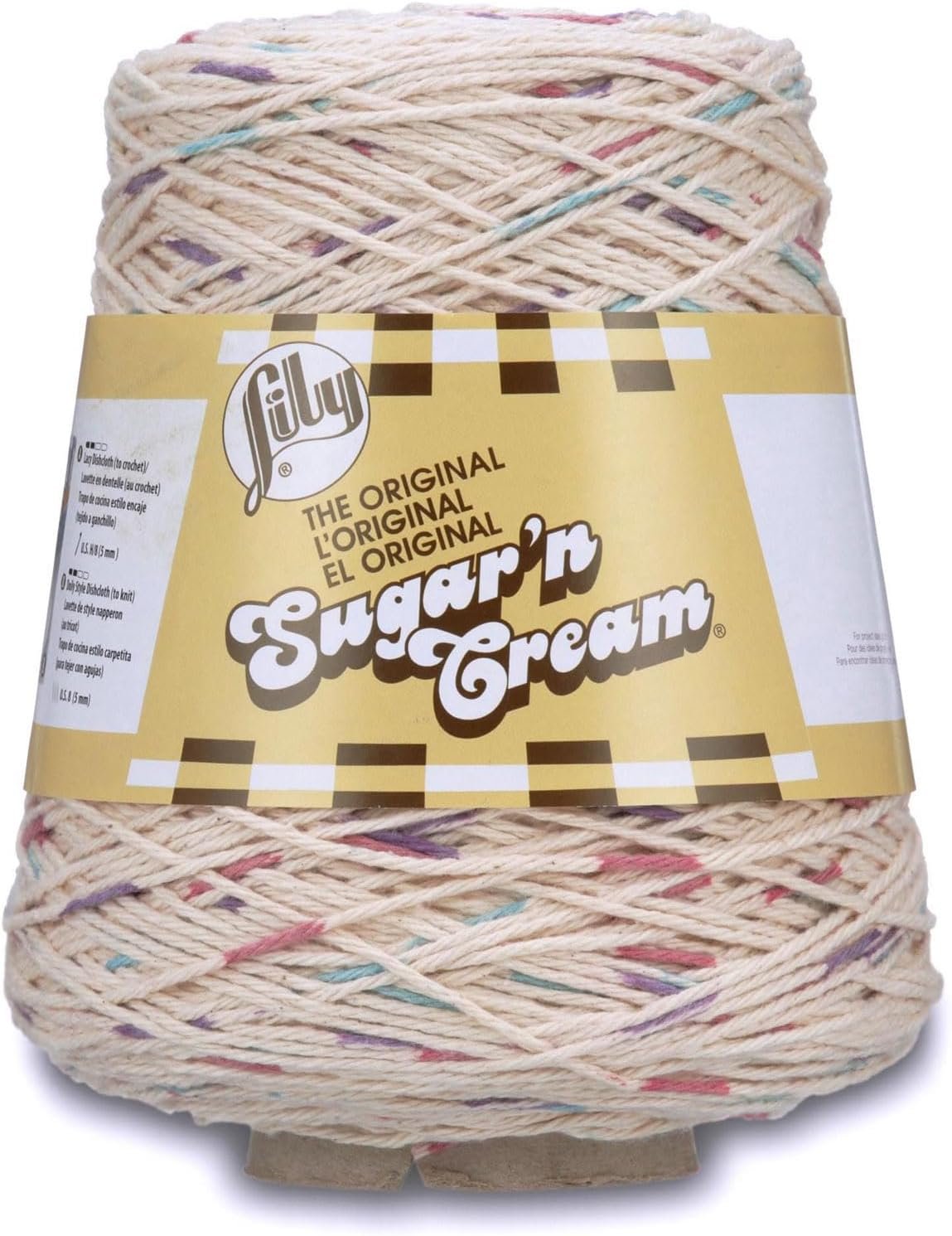 Lily Sugar’n Cream Cotton Cone Yarn, 14 oz, Potpourri Prints, 1 Cone