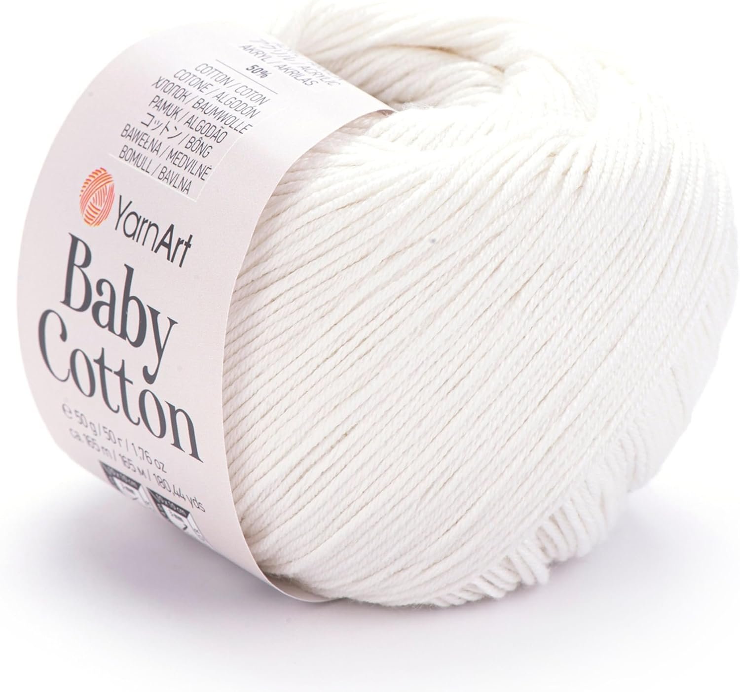 YarnArt Baby Cotton Yarn – Soft Knitting Yarn for Baby & Summer, 50% Cotton 50% Acrylic, 1.76 Oz, 180.44 Yds, Ideal for Amigurumi & Crochet Projects (1, 401)