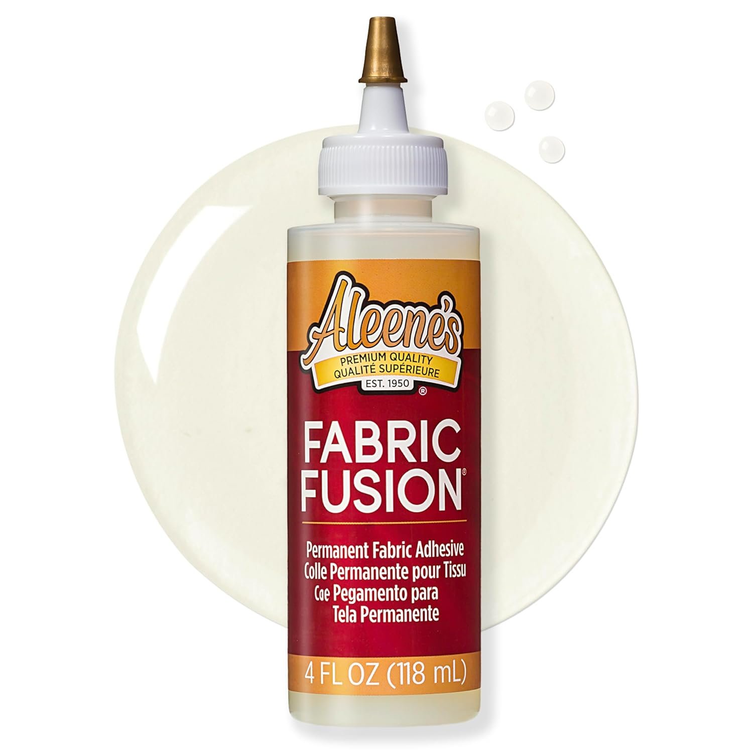 Aleene’s Fabric Fusion Glue 4 oz, Permanent and Washable Adhesive, No-Sew Fabric Glue for Clothing, Denim, Polyester, Cotton, Flannel Materials, Dries Flexible