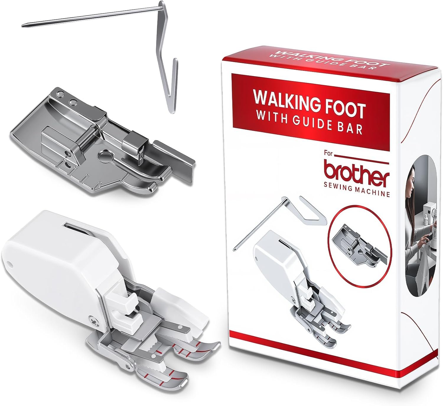 Walking Foot for Brother, Singer, Janome & All Low Shank Sewing Machines | Universal Fit Presser Foot Kit for Quilting, Bag Making, Home Decor