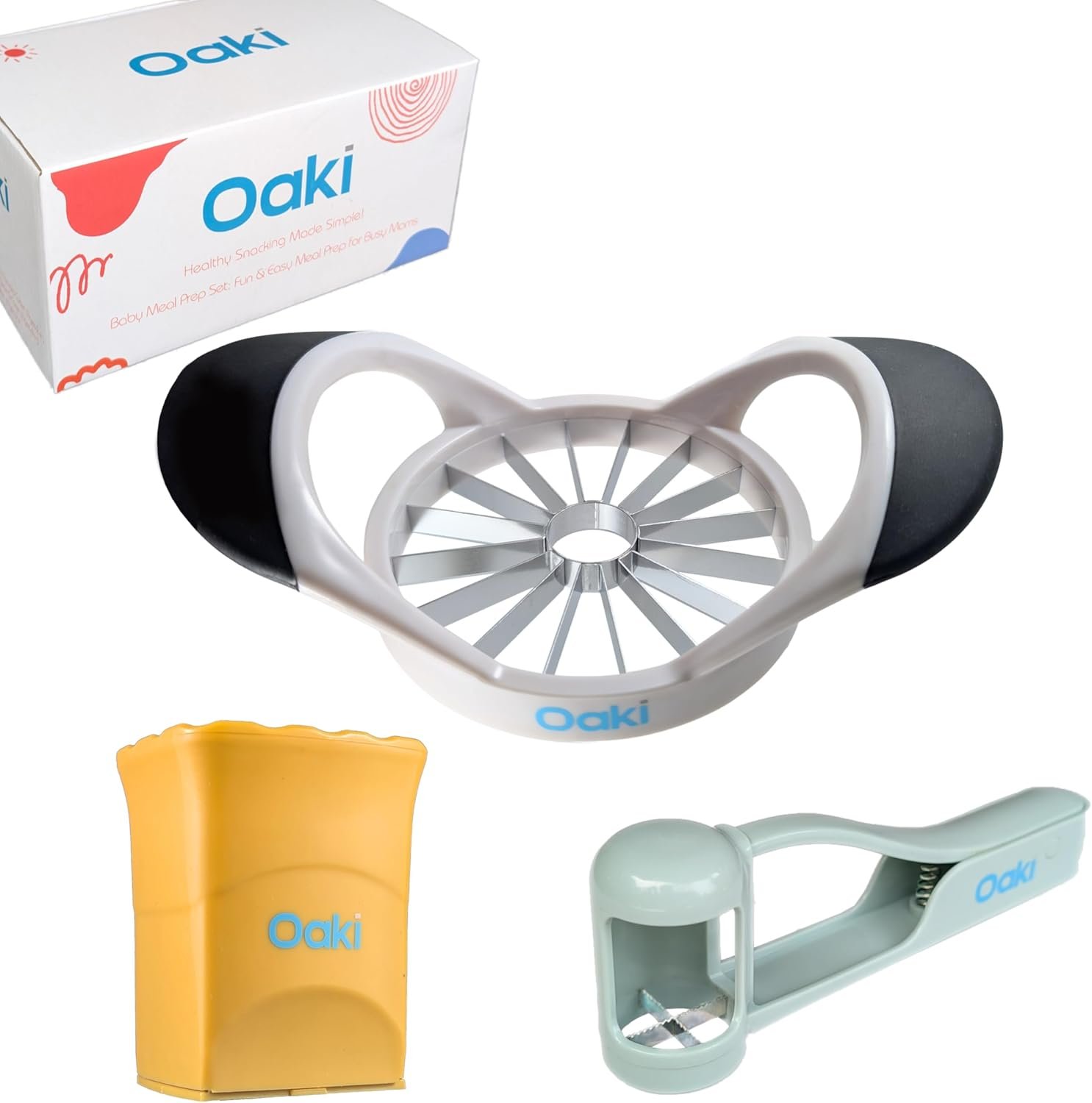 Oaki Bitty Bites Bundle | 3-in-1 Fruit Cutter Set | Apple, Grape, Strawberry Slicer & More | Precision Food Prep Slicer Set