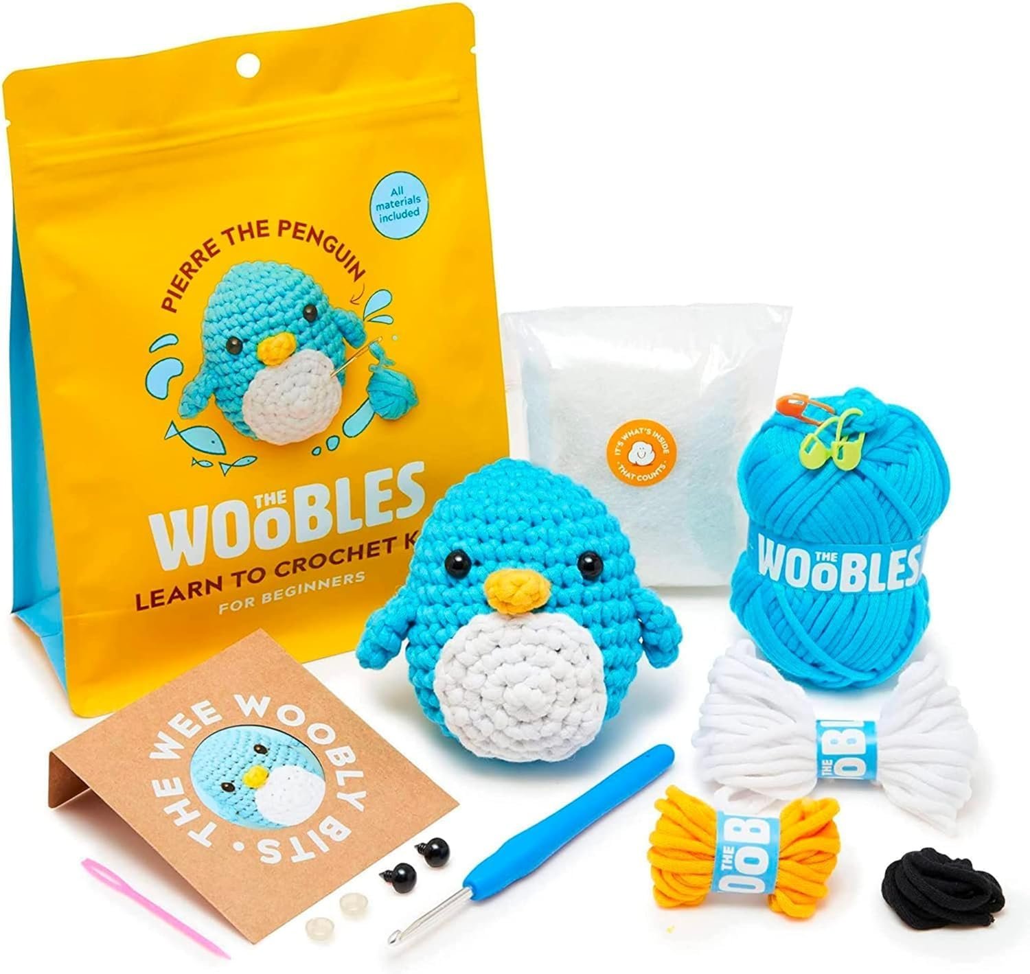 The Woobles Crochet Kit for Beginners – Easy Arts and Crafts Knitting & Crochet Animals Kit As Seen On Shark Tank – Pierre The Penguin