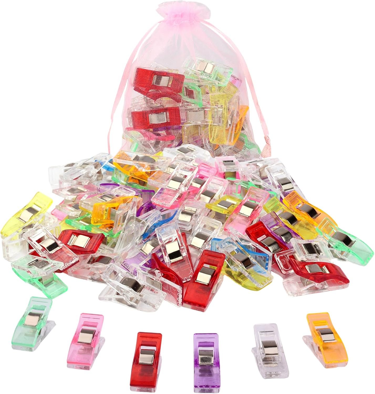 Wonder Clip,Sewing Fabric Clips for Quilting & Crafting Instead of Pins,Pack of 50 Mini Clip,Sewing Tools Supplies,Binding Accessories,Assorted Colors