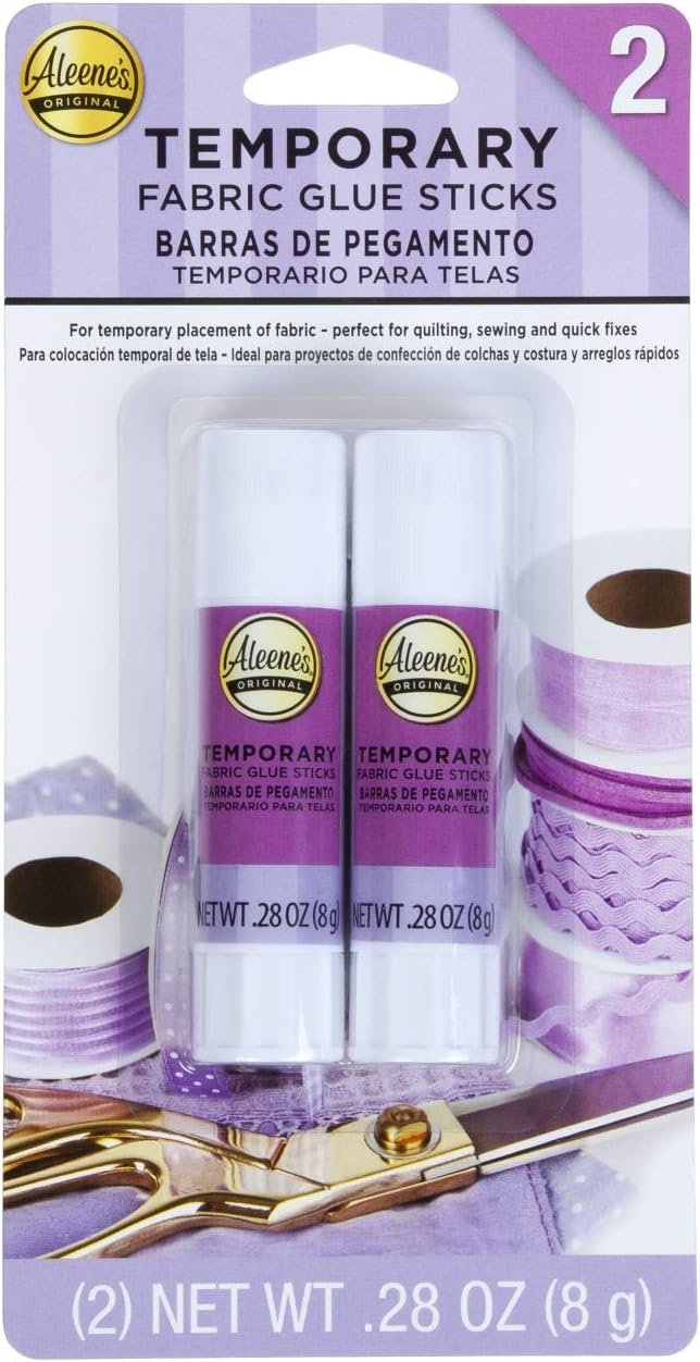 Aleene’s No-Sew Temporary Fabric Glue Sticks, .28oz 2-Pack