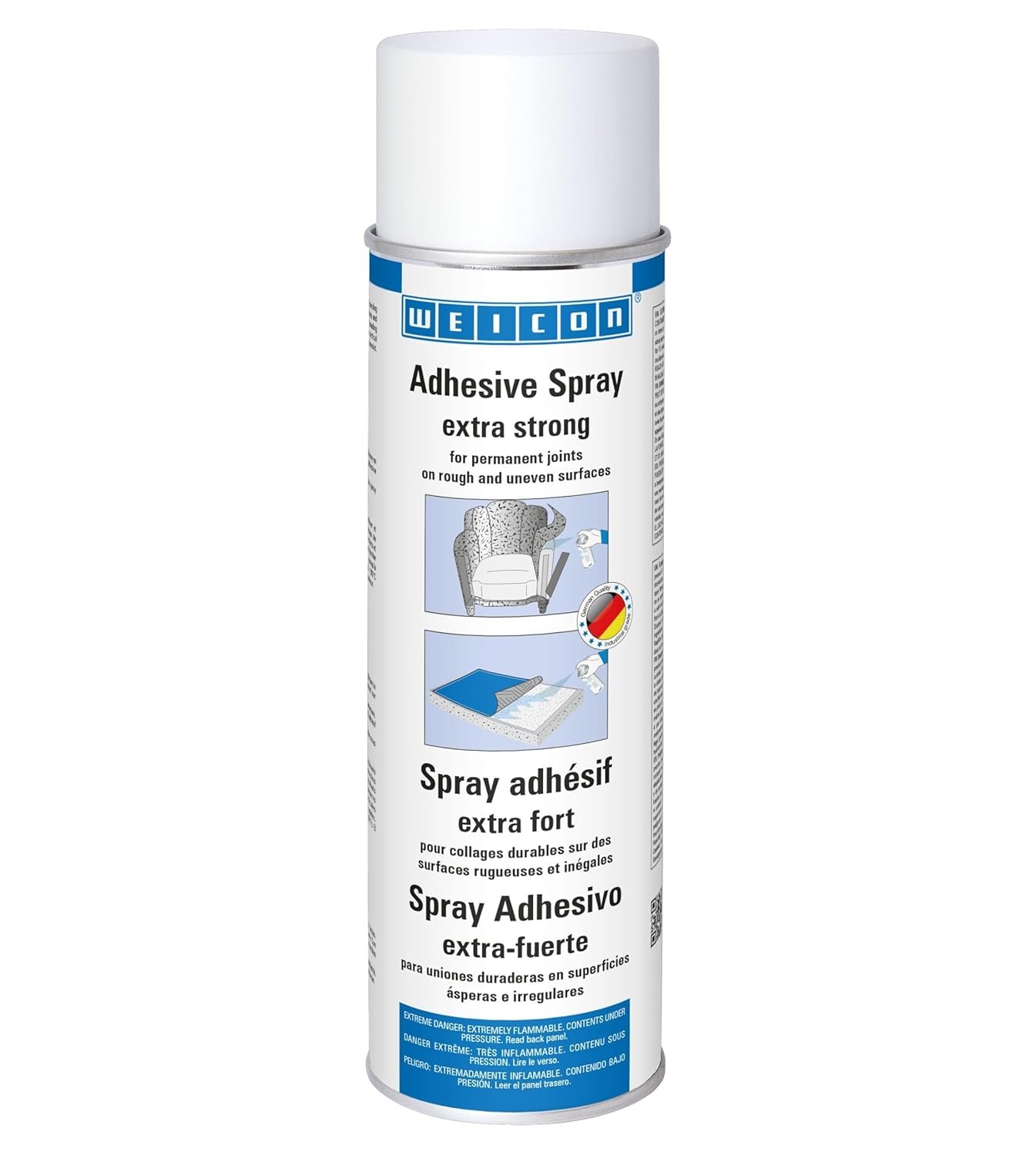 WEICON Adhesive Spray Extra Strong 500 ml | Transparent | Adhesive Spray for Felt, Foam, Leather, Carpets, Rubber, Wood | Craft Material Adhesive | Multipurpose | Strong Spray Glue | Industrial Grade