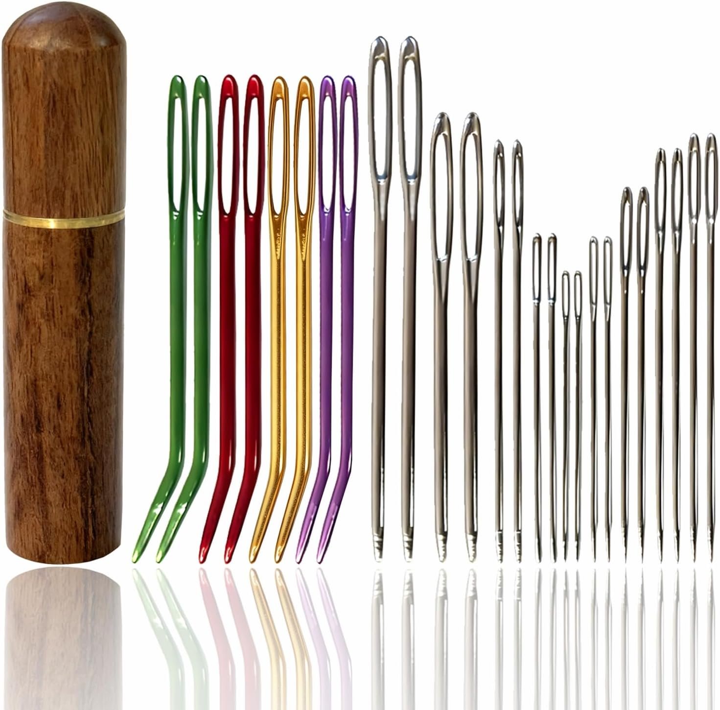 KaiserNgu 26PCS Yarn Needles, Large Eye Tapestry Needles for Crochet Repair, Blunt & Sharp Darning Needles with Solid Wood Case.