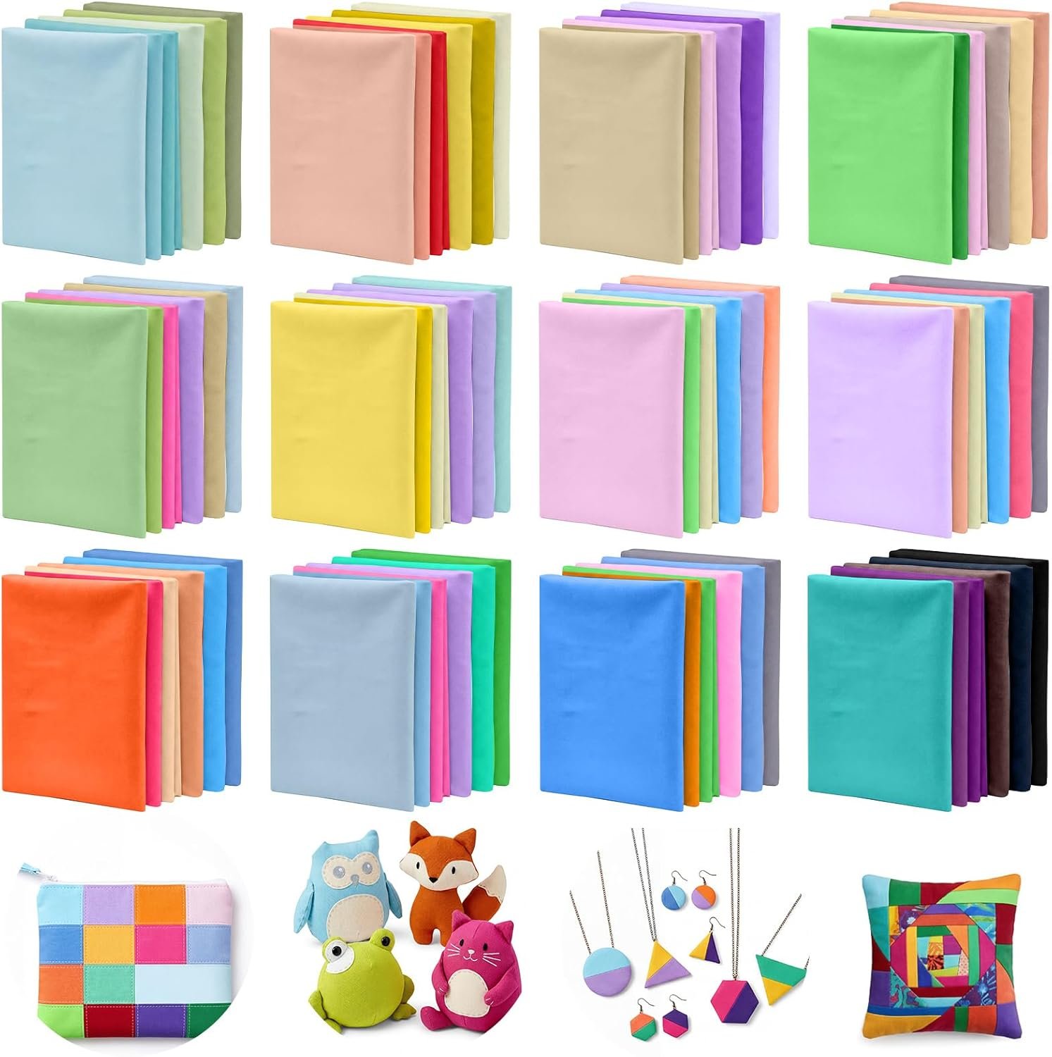 60 Pcs Cotton Fabric Bundle Fat Quarters for Sewing and Quilting Colorful Fabric Bundles Precut Square for DIY Craft Patchwork(4 x 4 Inch)