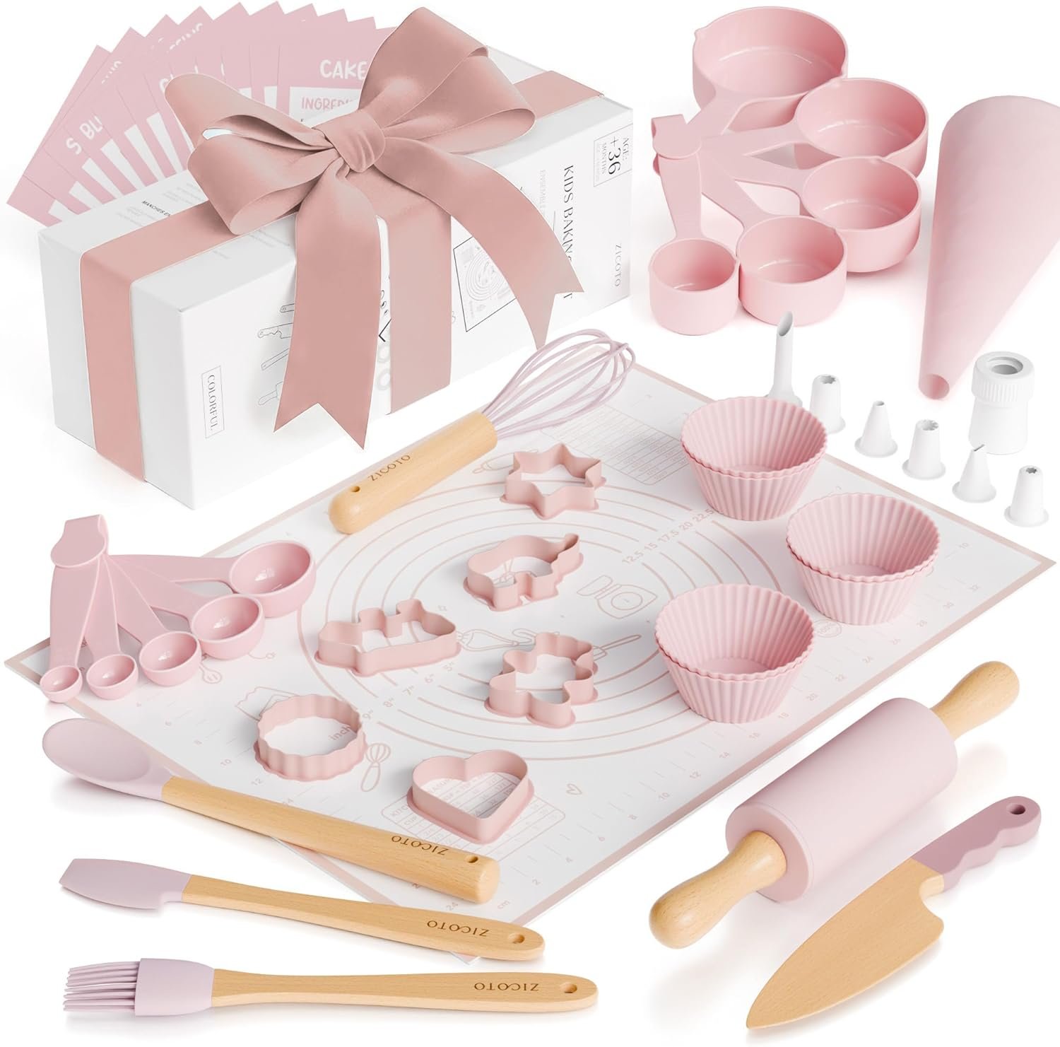 Wooden Baking Set for Kids – A Complete Set of Real Kitchen Utensils Gives Toddlers a Fun Cooking Experience – Durable Safe to Use Tools are Perfect for Gifting to Create Lasting Family Memories