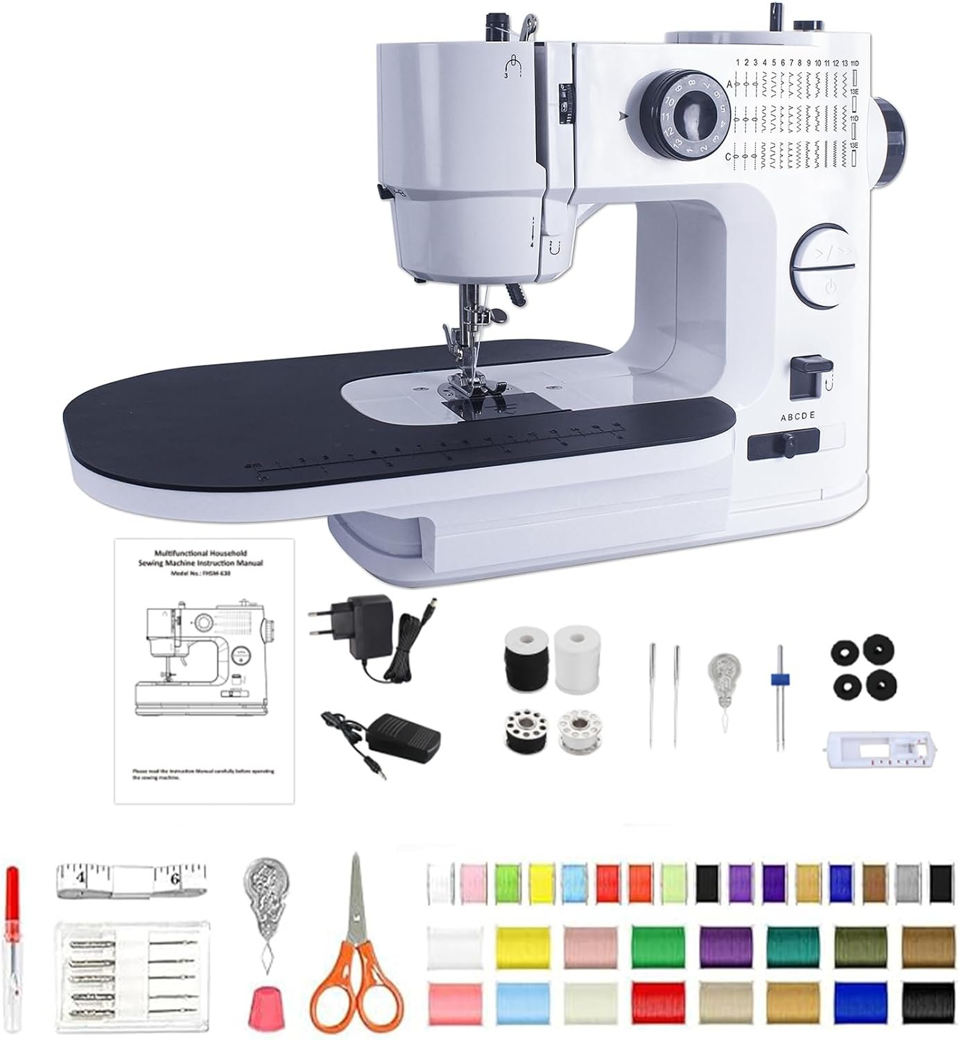 Sewing Machine with Extension Table,39 Built-in Stitches, LED Light 2-Speed Foot Pedal, and Accessories Kit for Home DIY Projects & Gift Perfect for Sewing Machine for Beginners for Adult