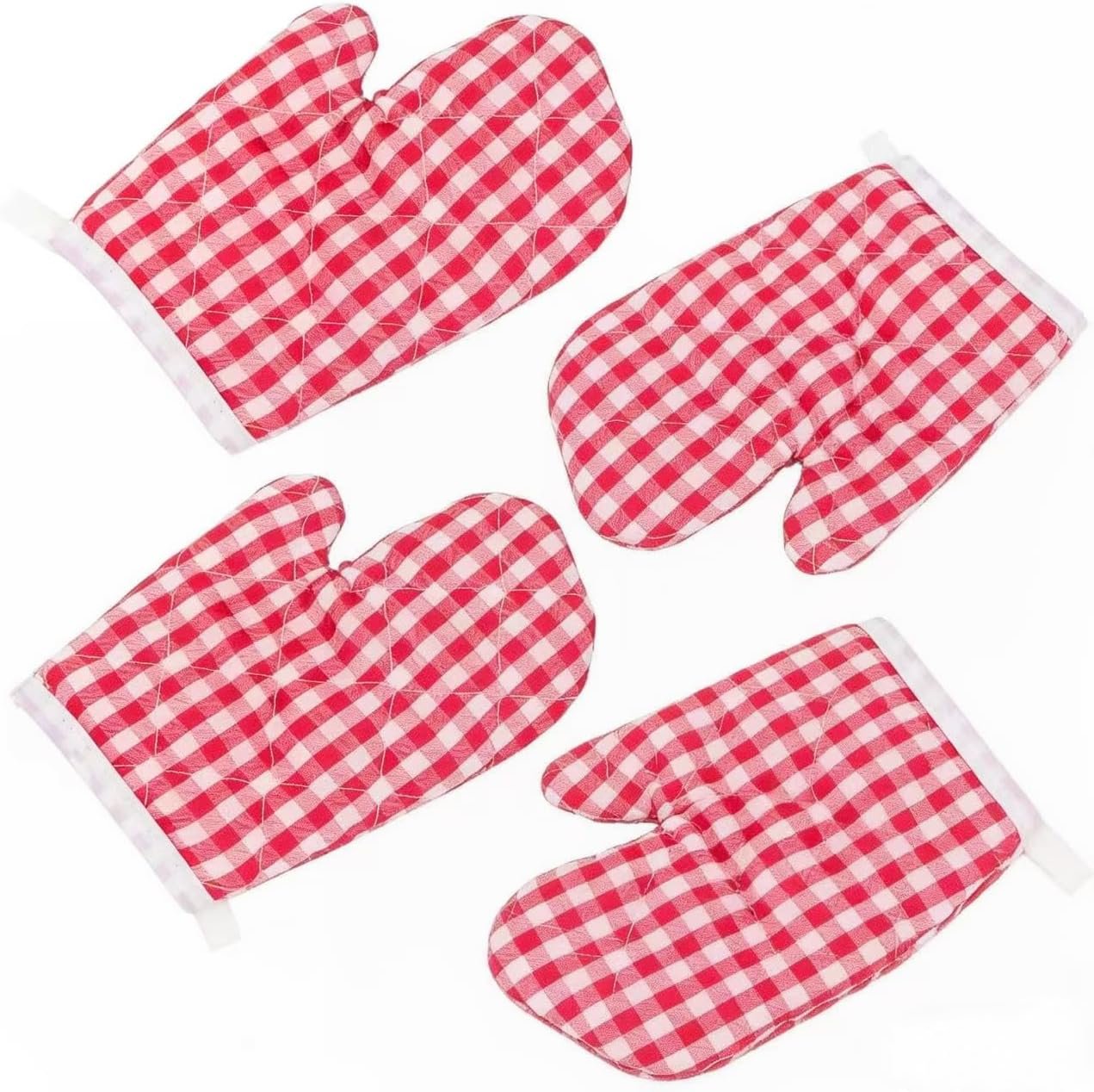 4PCS Kids Oven Mitts for Kitchen, Heat Resistant Kids Oven Gloves, Toddler Oven Mitts for Oven Grilling Cooking Baking Child Play (Red) (Red)