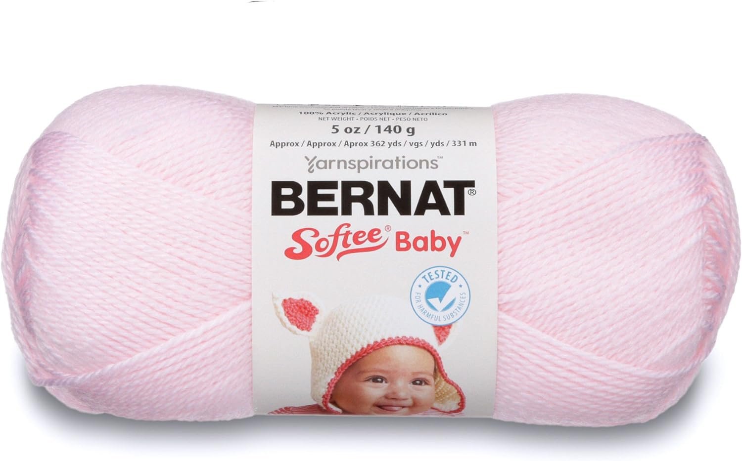 Bernat Softee Baby Yarn, 5 oz, Pink, 1 Ball