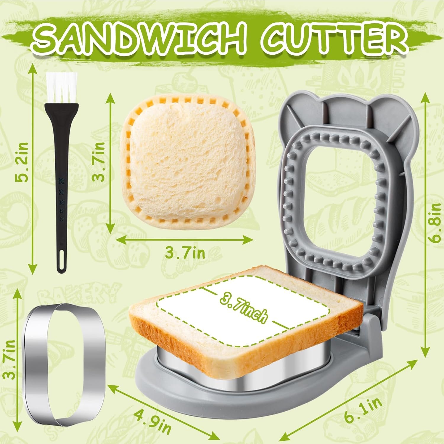 Nifogo Uncrustable Sandwich Cutter Maker, Large Sandwich Cutter and Sealer for Kids Children Boys Girls Lunch Breakfast