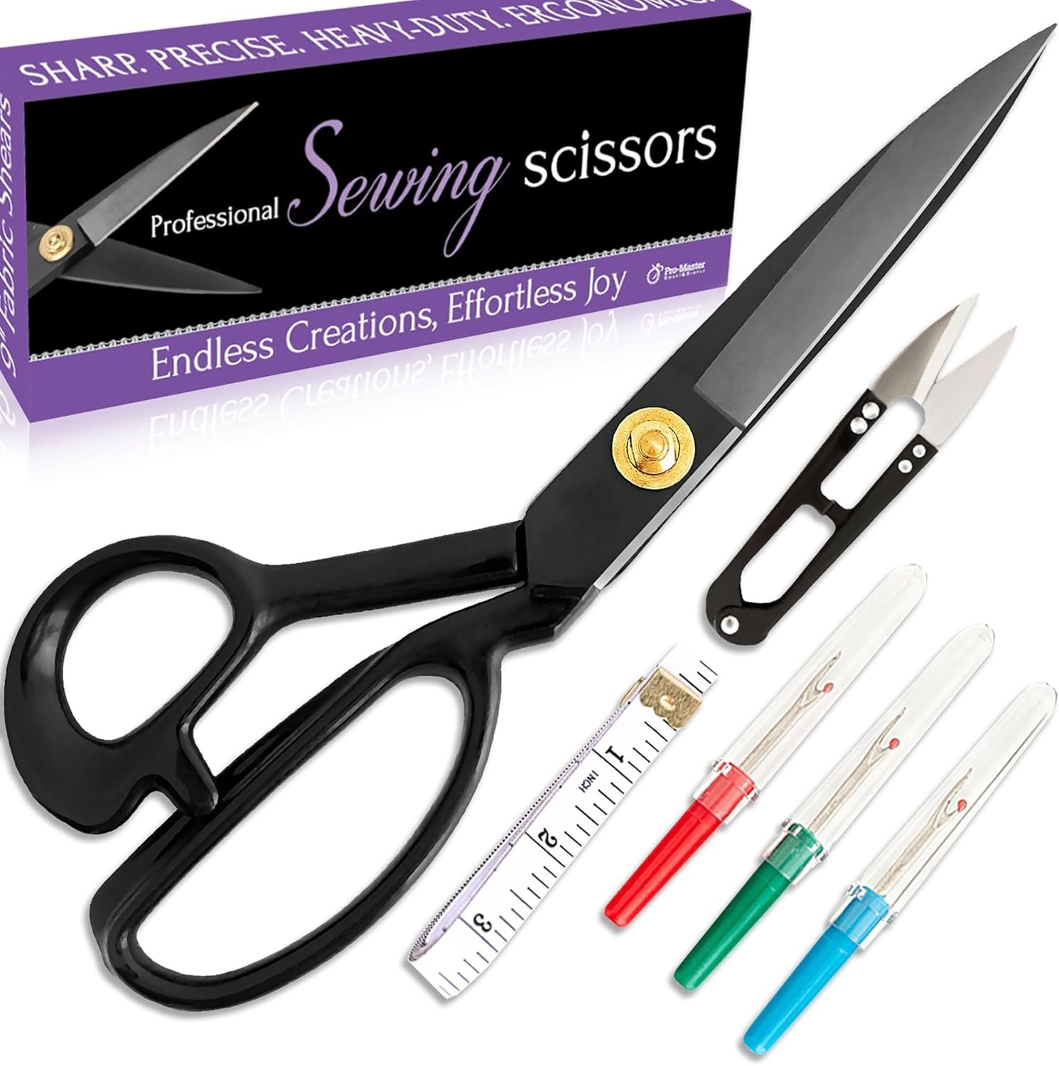 Professional 9 Inch Sewing Scissors for Fabric Cutting – Ultra Sharp, Heavy Duty Fabric Shears for Smooth, Precise Cuts on All Fabrics and Leather, for Tailors, Dressmakers, Crafters, and Artists