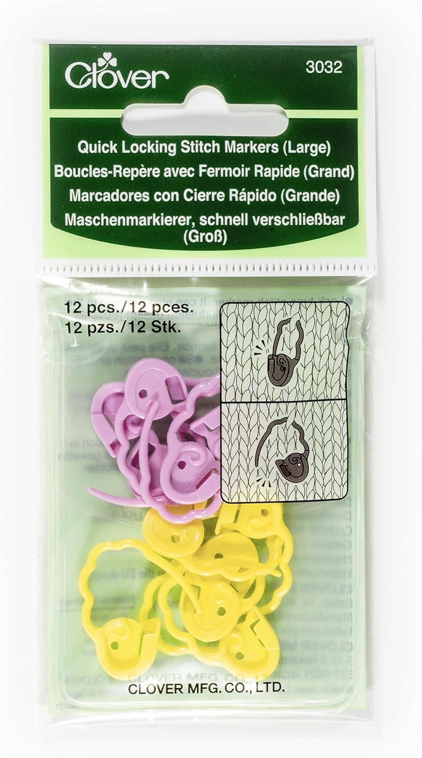 Clover Quick Locking Stitch Markers – Large 12/Pkg