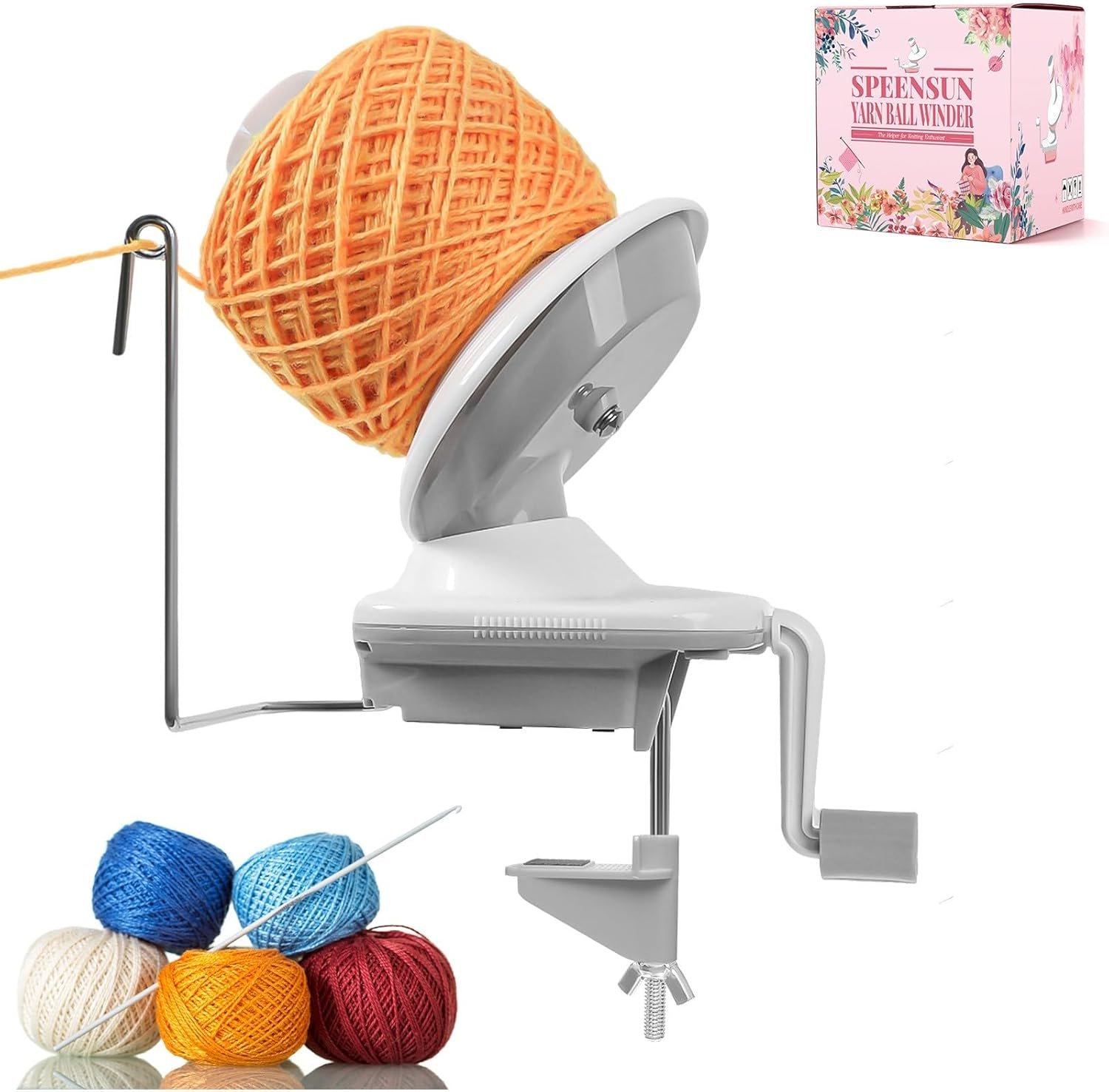 SPEENSUN Yarn Winder, Yarn Winder for Crocheting, 3.5 OZ Easy-to-Install and Efficiently Yarn Ball Winder with Lower Noise, Yarn Spinner for Crochet and Knitting Lover for Yarns Below Size 5