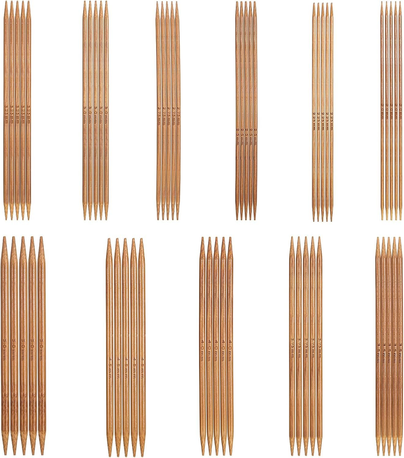 55 Pcs Double Pointed Needles Set, Bamboo Knitting Needles in 11 Sizes 13cm/5.1in Double Pointed Needle for Beginners,Making Sweater,Scarf,Sock,Weave