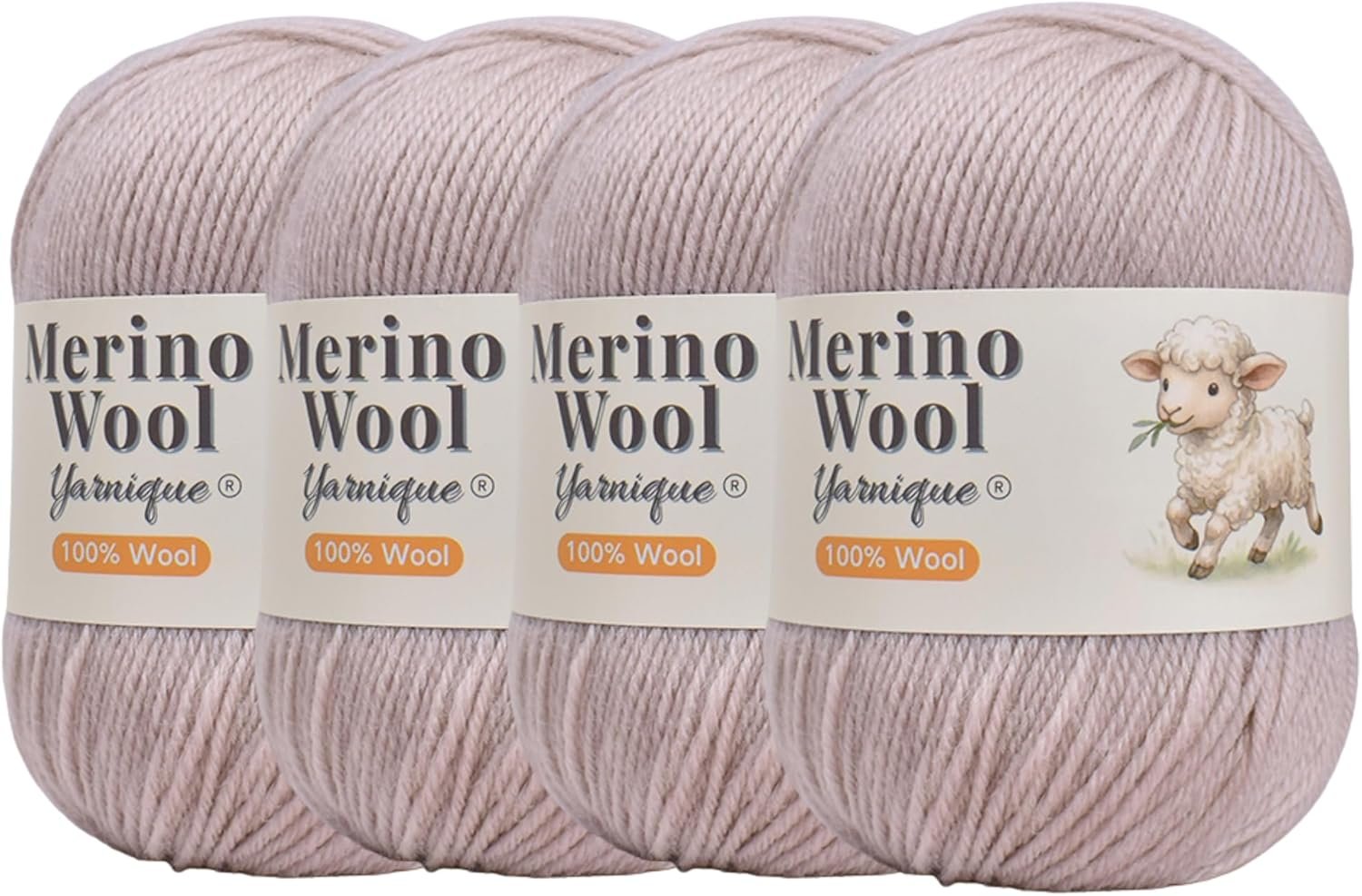 100% Australian Merino Wool Yarn, Sport Weight, 4-Ball Set 200g Total, 164 Yds/50g, Morandi Colors, Soft for Knitting & Crochet (03 Soft Pebble Pink)