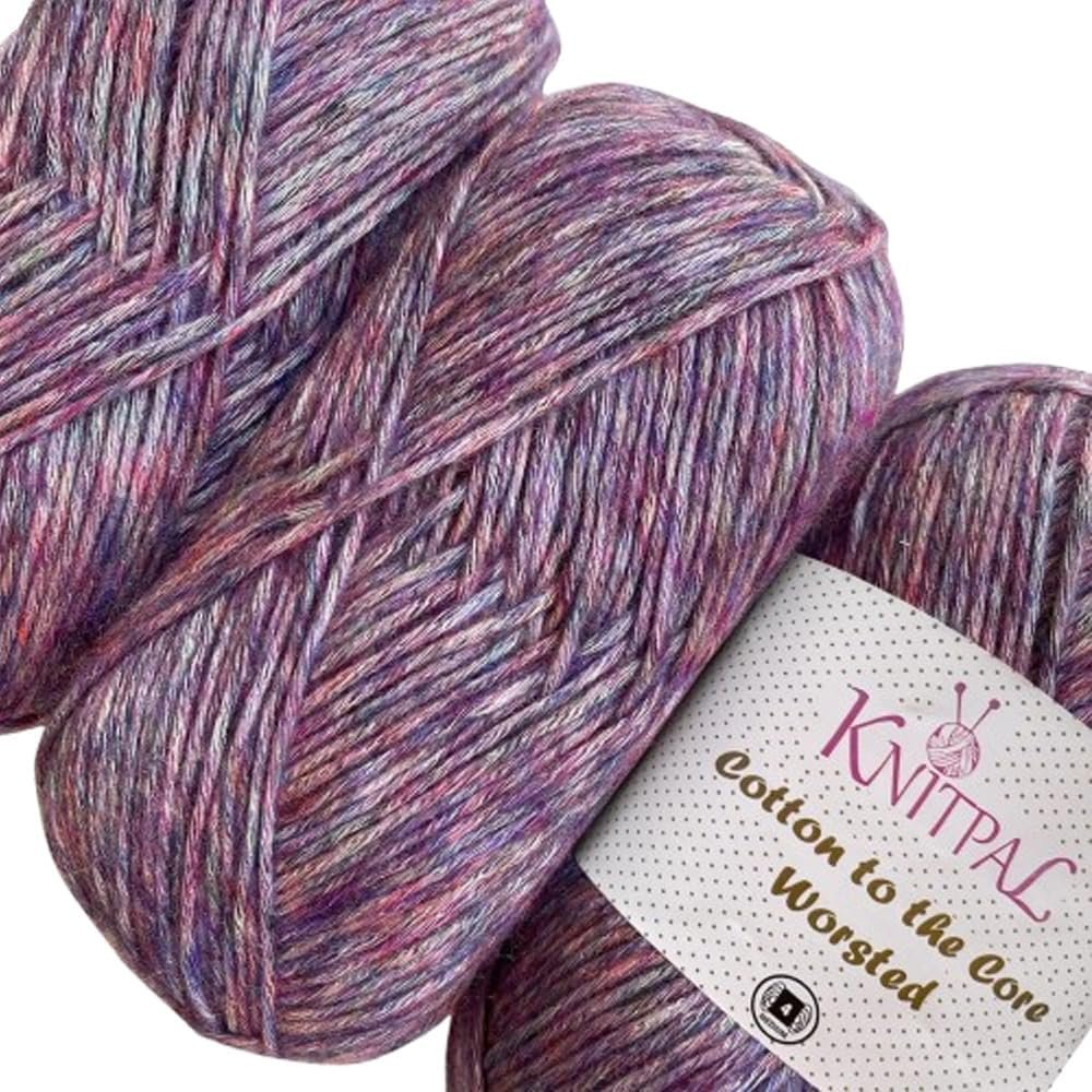Cotton to The Core Worsted Weight Yarn for Crocheting, 3-Pack (654Yds / 300G), Free Patterns, Beginners Friendly – Soft Cotton Yarn for Knitting – #4 Medium Worsted Weight – Grape Purple