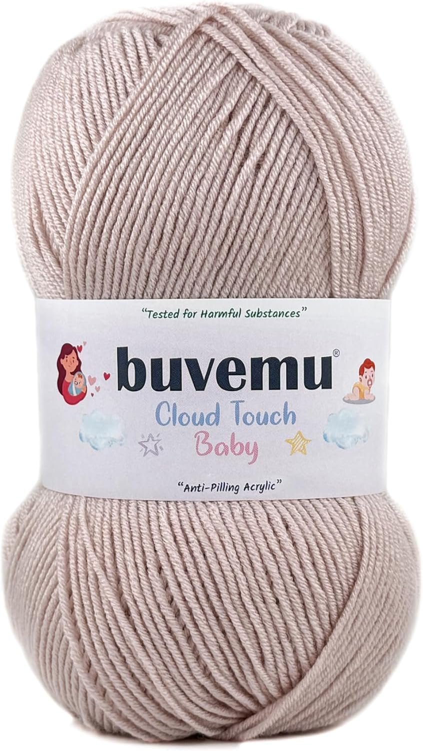 Cloud Touch Baby – DK Weight Soft Anti-Pilling Yarn for Baby Clothes, Blankets & Amigurumi Crochet & Knitting, 90% Acrylic 10% Viscose derived from Bamboo, 3.53 Oz / 262 Yards (Almond, 1 Pack)