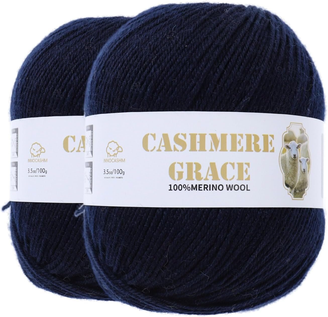 100% Pure Natural Merino Wool Yarn (4ply) – Each Ball 3.5 OZ/Approximately 320 Yards – Hand-Knitting/Crochet/Knitting – Soft and Non-irritating [2 Ball Set] (Blue Black)