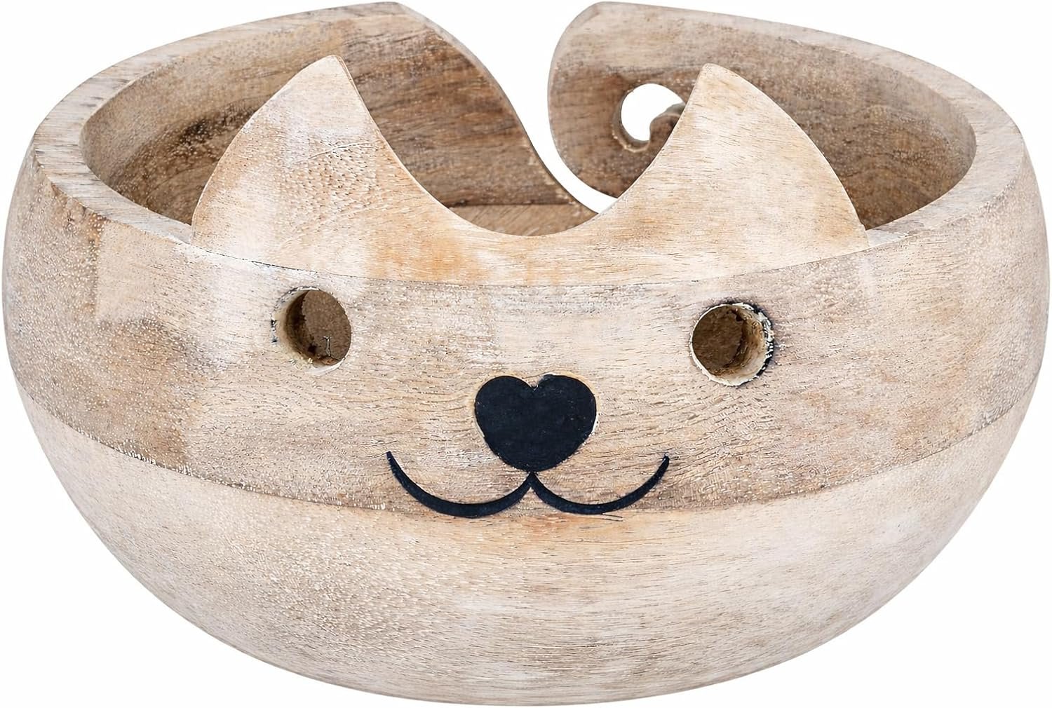 Birthday Gifts for Women Wooden Yarn Bowl Knitting Cat Bowl – Large For Crochet Yarn Holder – Handmade Crocheting Accessories and Supplies Organizer 7 x 3 Retirement Gift For Crochet Lovers