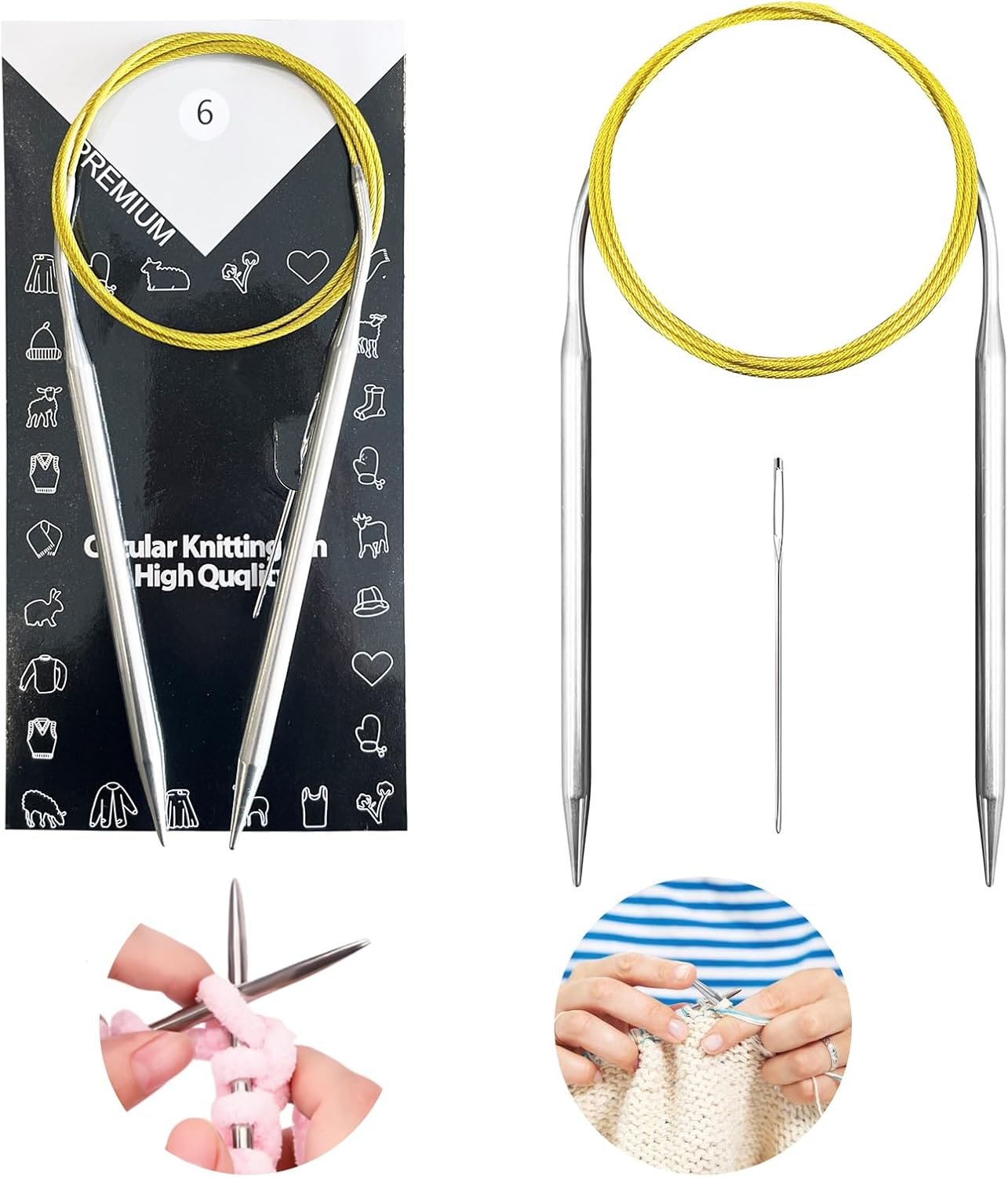 6 mm Circular Knitting Needles US10 |40 inches/100 cm | Suitable for Beginners to Knit Sweaters, Scarves, Blankets and Other Projects!