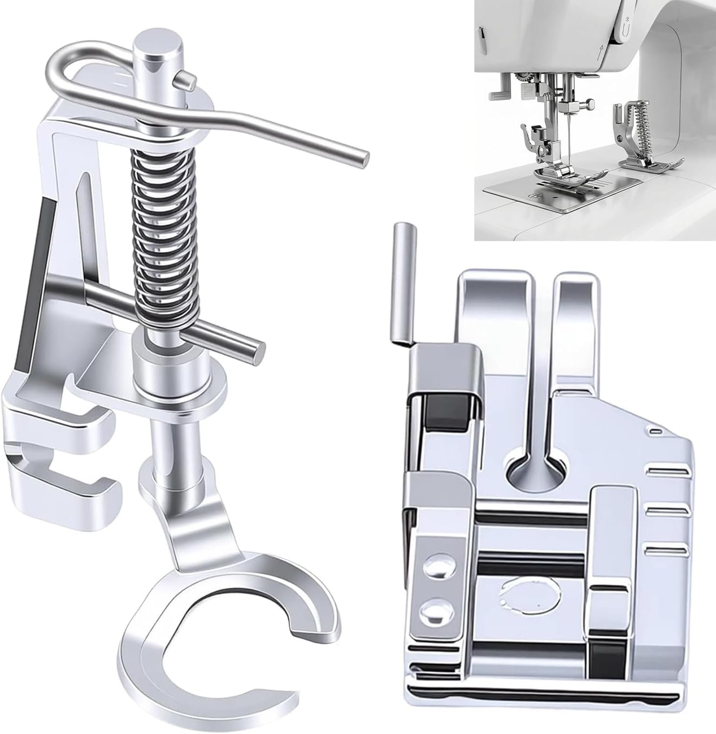 2 Pcs Quilting Presser Foot Set,Free Motion Quilting Foot and 1/4” Snap-On Sewing Guide Presser Foot,for Low Shank Sewing Machines Brother,Singe,Babylock,Janome