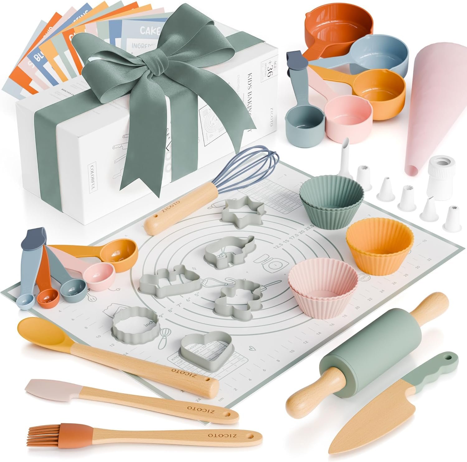Wooden Baking Set for Kids – A Complete Set of Real Kitchen Utensils Gives Toddlers a Fun Cooking Experience – Durable Safe to Use Tools are Perfect for Gifting to Create Lasting Family Memories