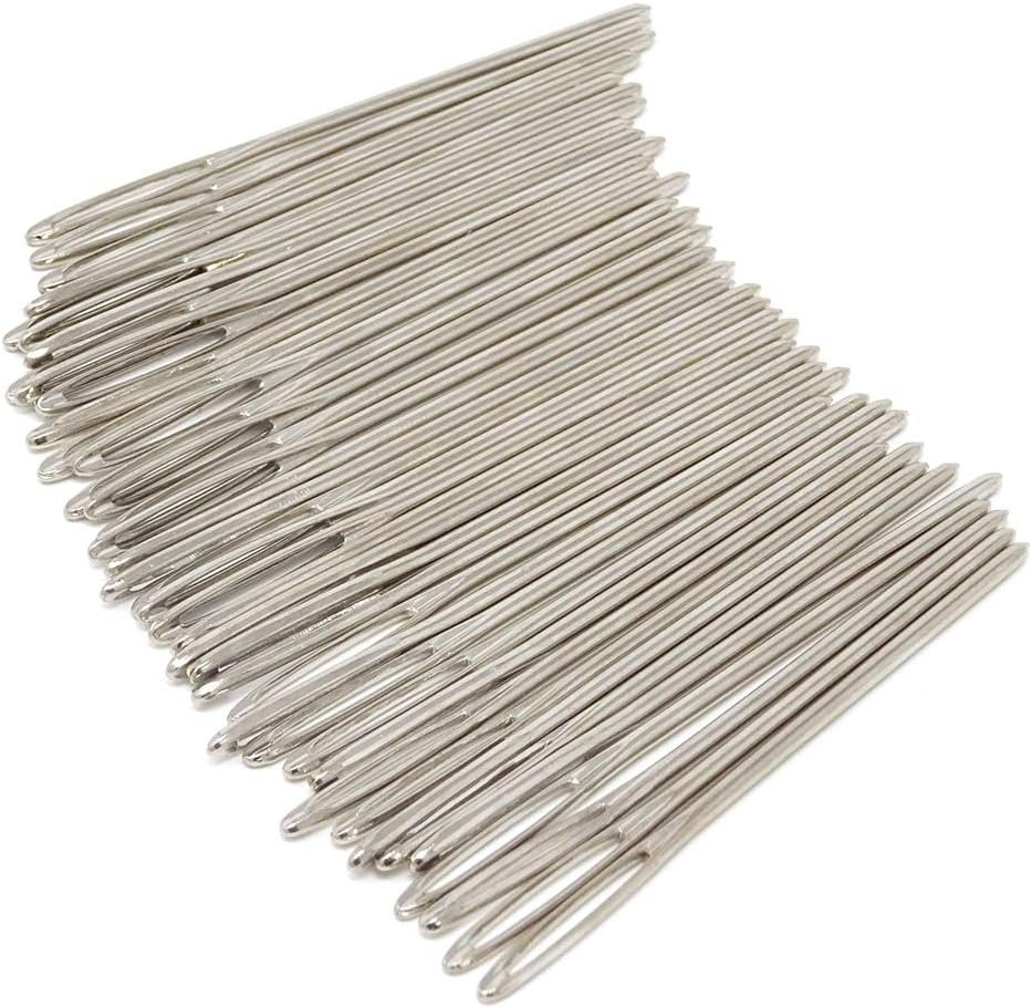yueton 40pcs 2.7 inch Metal Large Eye Blunt Needles Yarn Needles for Knitting Crochet Projects (Sliver End)