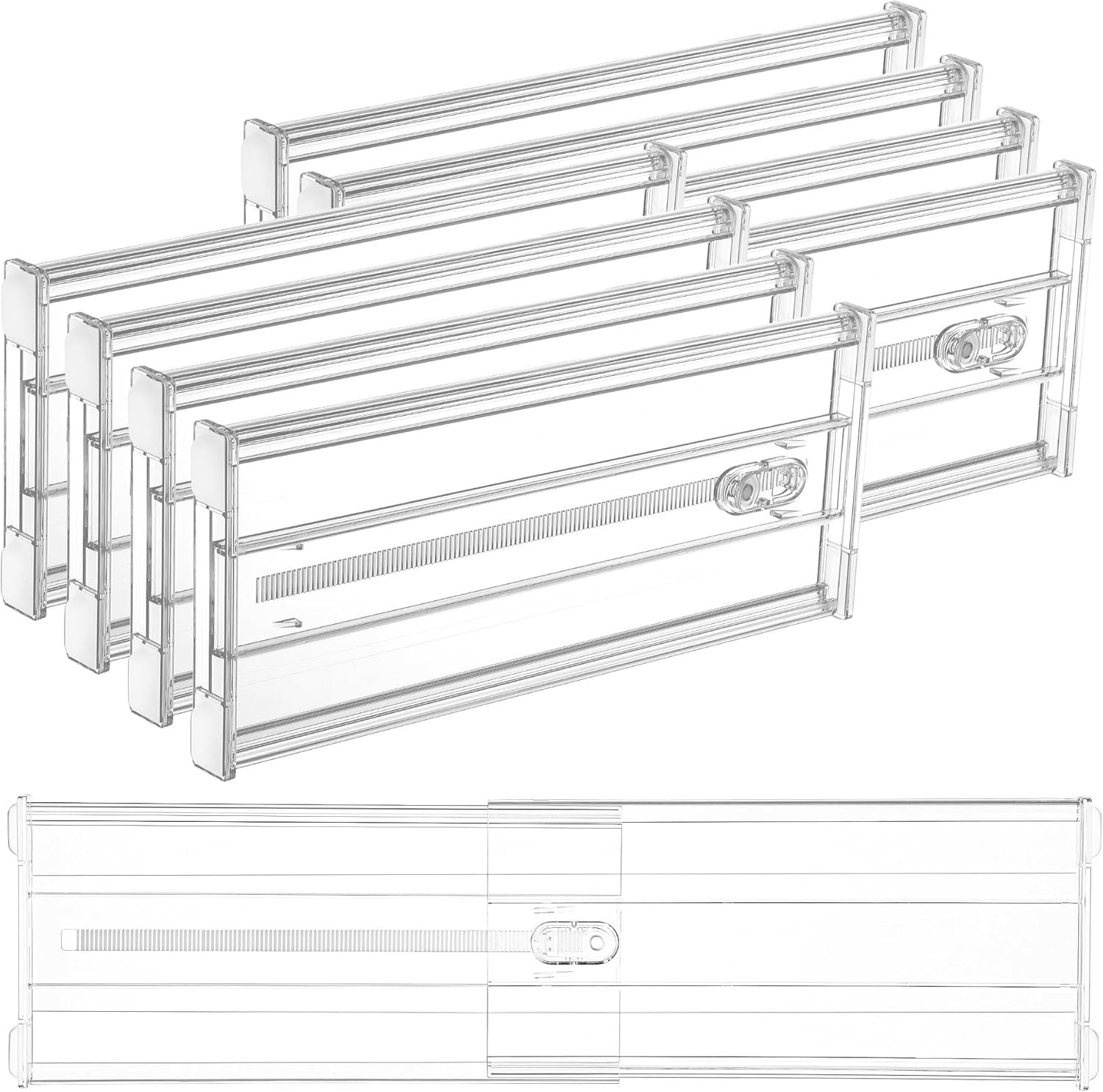 Vtopmart 8 Pack 6″ Tall Upgrade Drawer Dividers for Big and Deep Drawer, 12.8″-22.3″ Adjustable Expandable Dresser Drawer Organizer, Clear Plastic Separators for Dresser, Baby Supplies, Kitchenware
